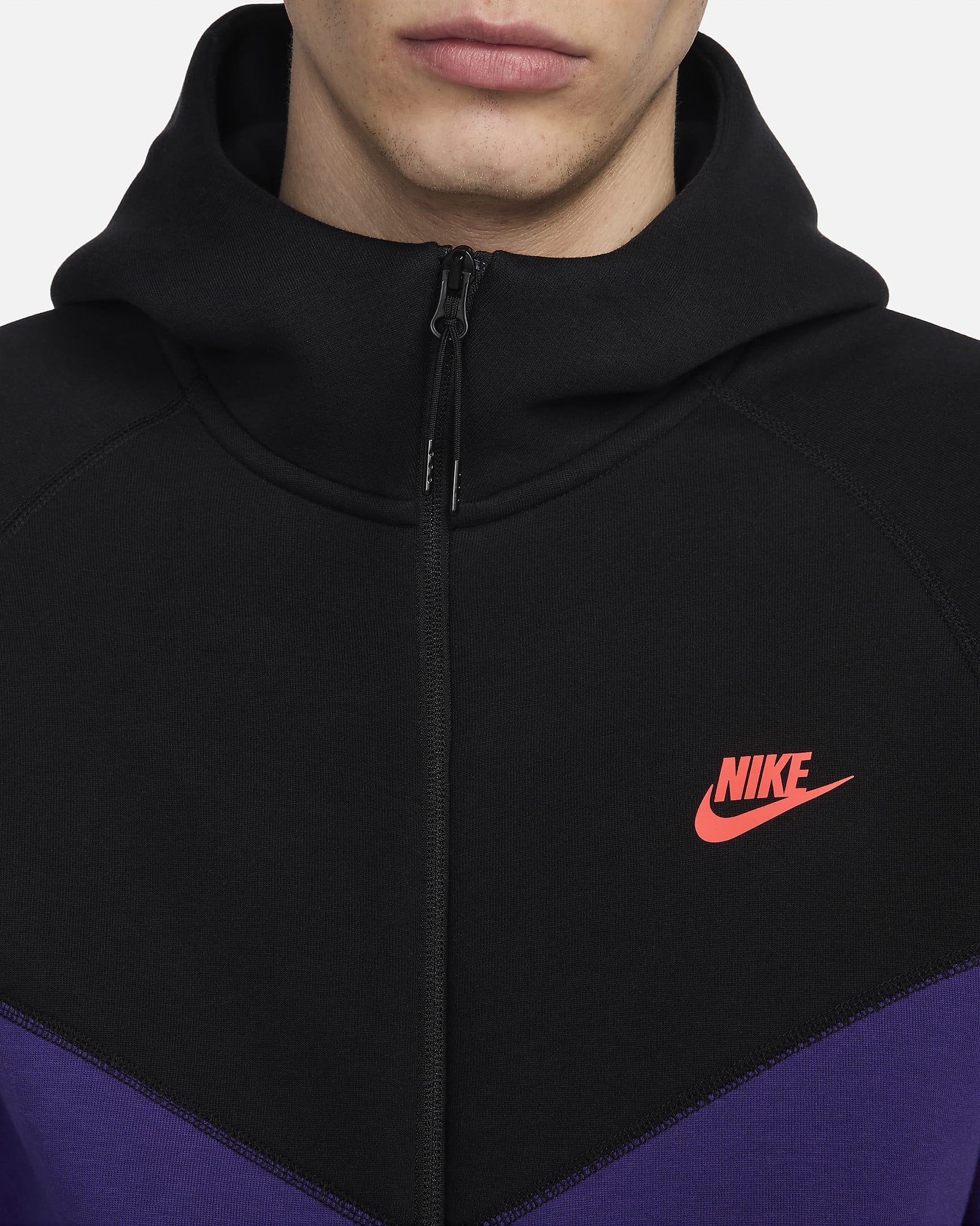 Nike Sportswear Tech Fleece Windrunner cipzáras, kapucnis férfipulóver - Field Purple/Fekete