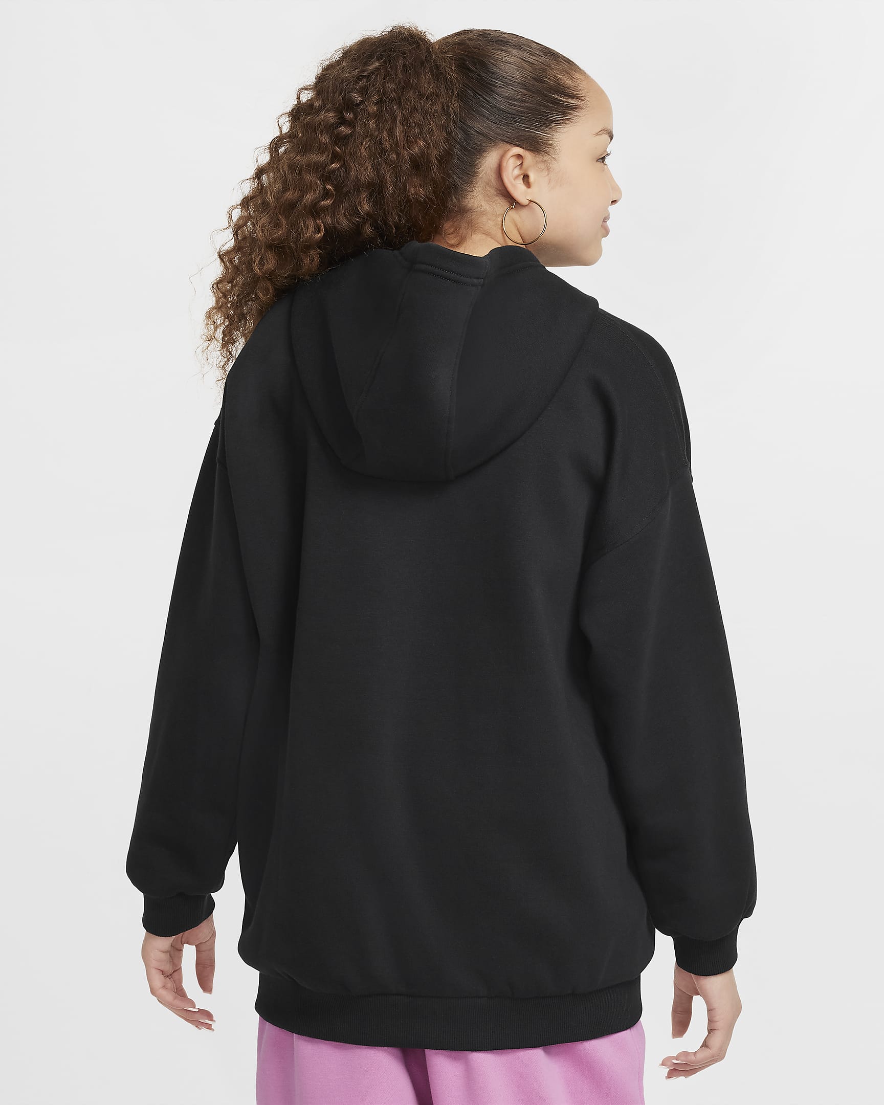 Nike Sportswear Club Fleece Big Kids' Oversized Pullover Hoodie - Black/White