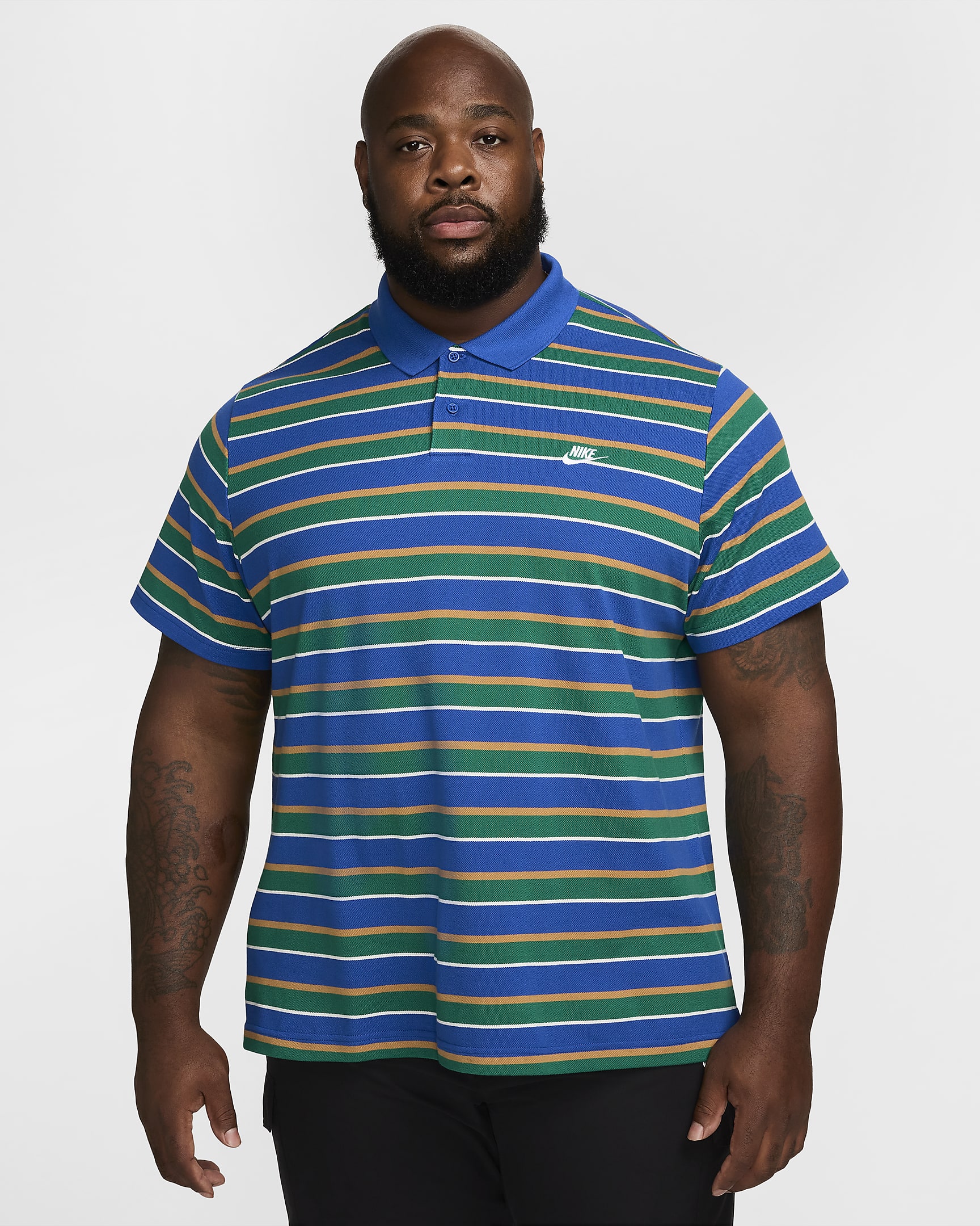 Nike Club Men's Striped Polo - Game Royal/White