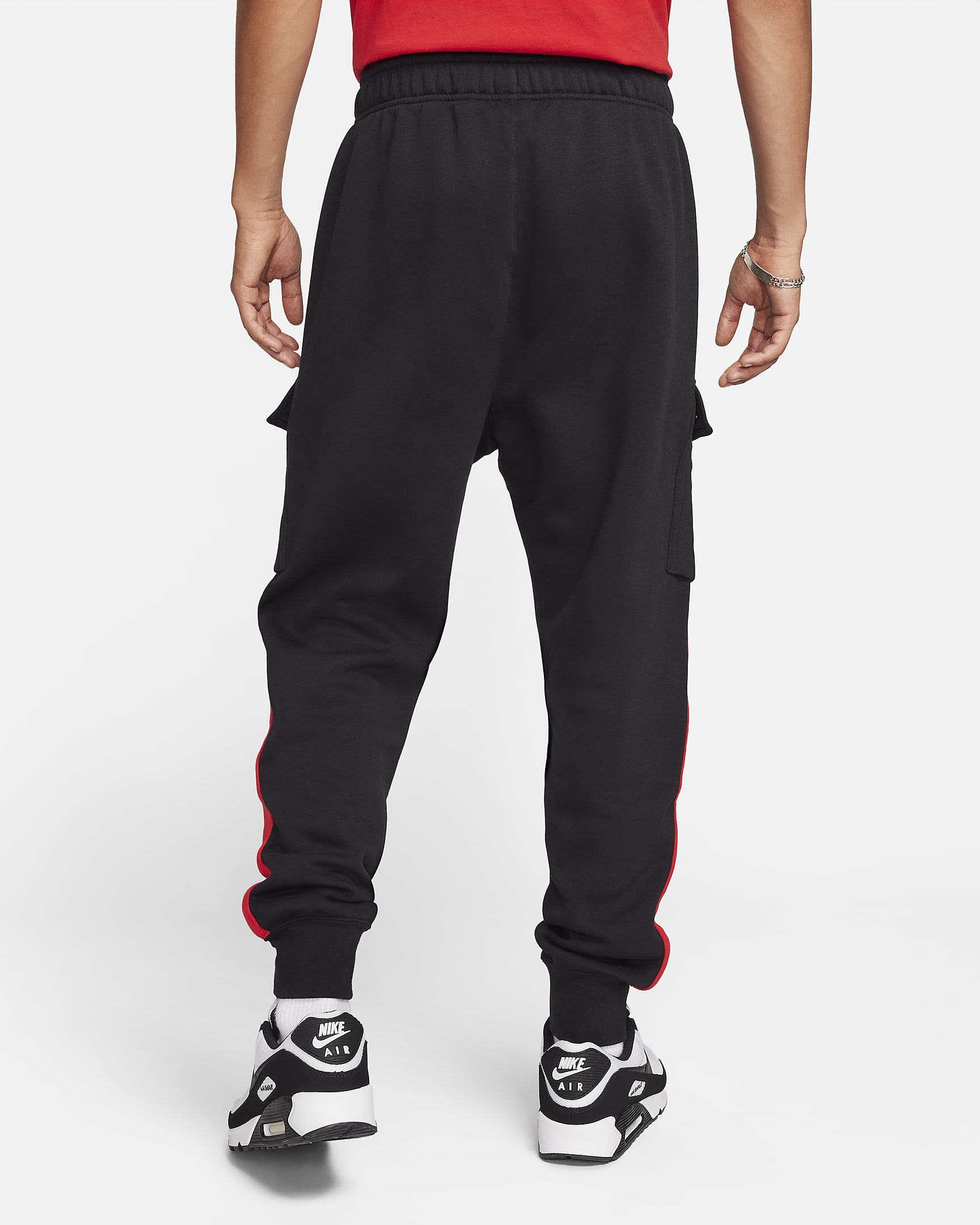 Nike Air Men's Fleece Cargo Trousers - Black/University Red