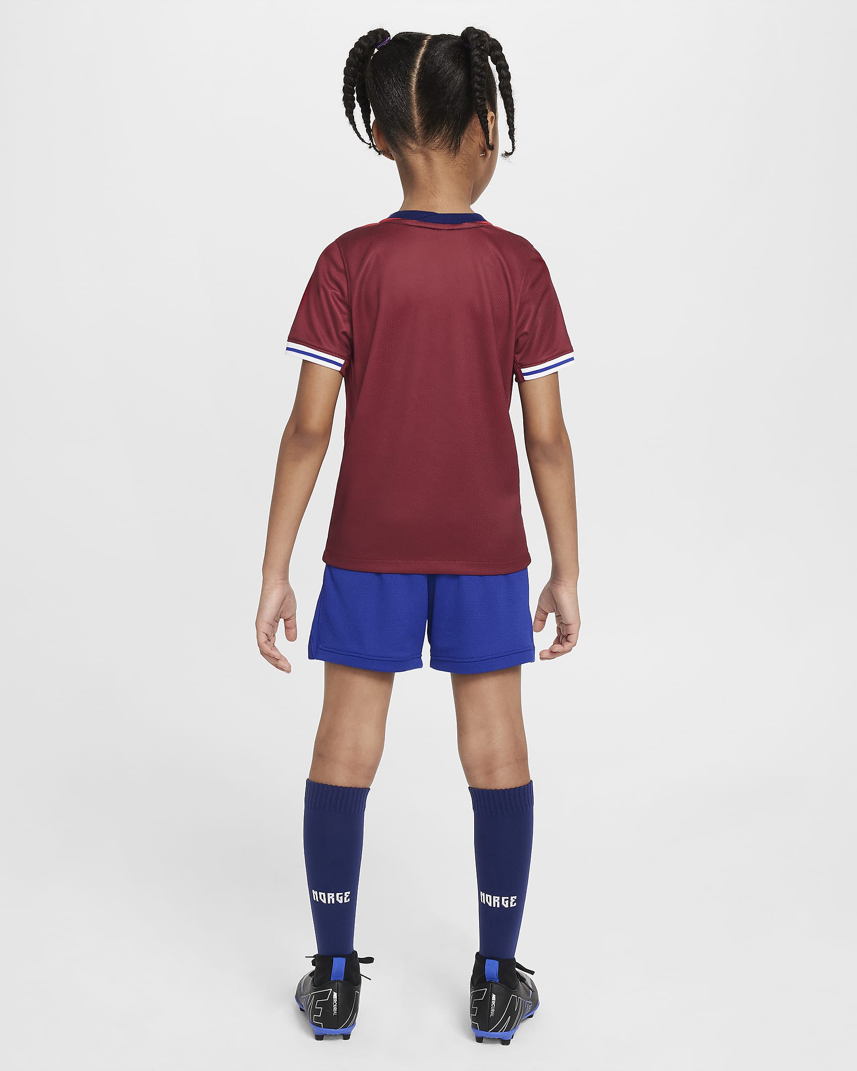 Tredelat fotbollsställ Norge 2024/25 Stadium (hemmaställ) Nike Replica för barn - Team Red/Blue Void/Vit