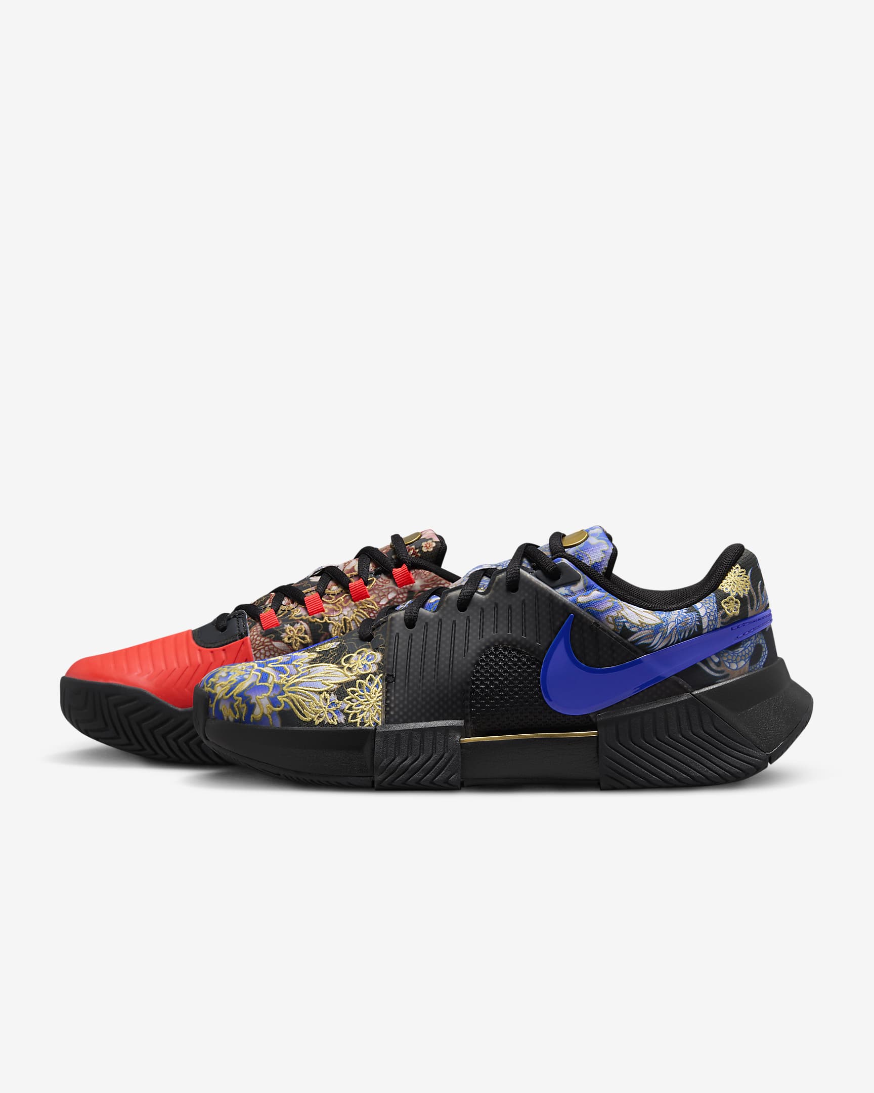 Nike GP Challenge 1 "Naomi Osaka" Premium Women's Hard Court Tennis Shoes - Black/Bright Crimson/Metallic Gold/Racer Blue