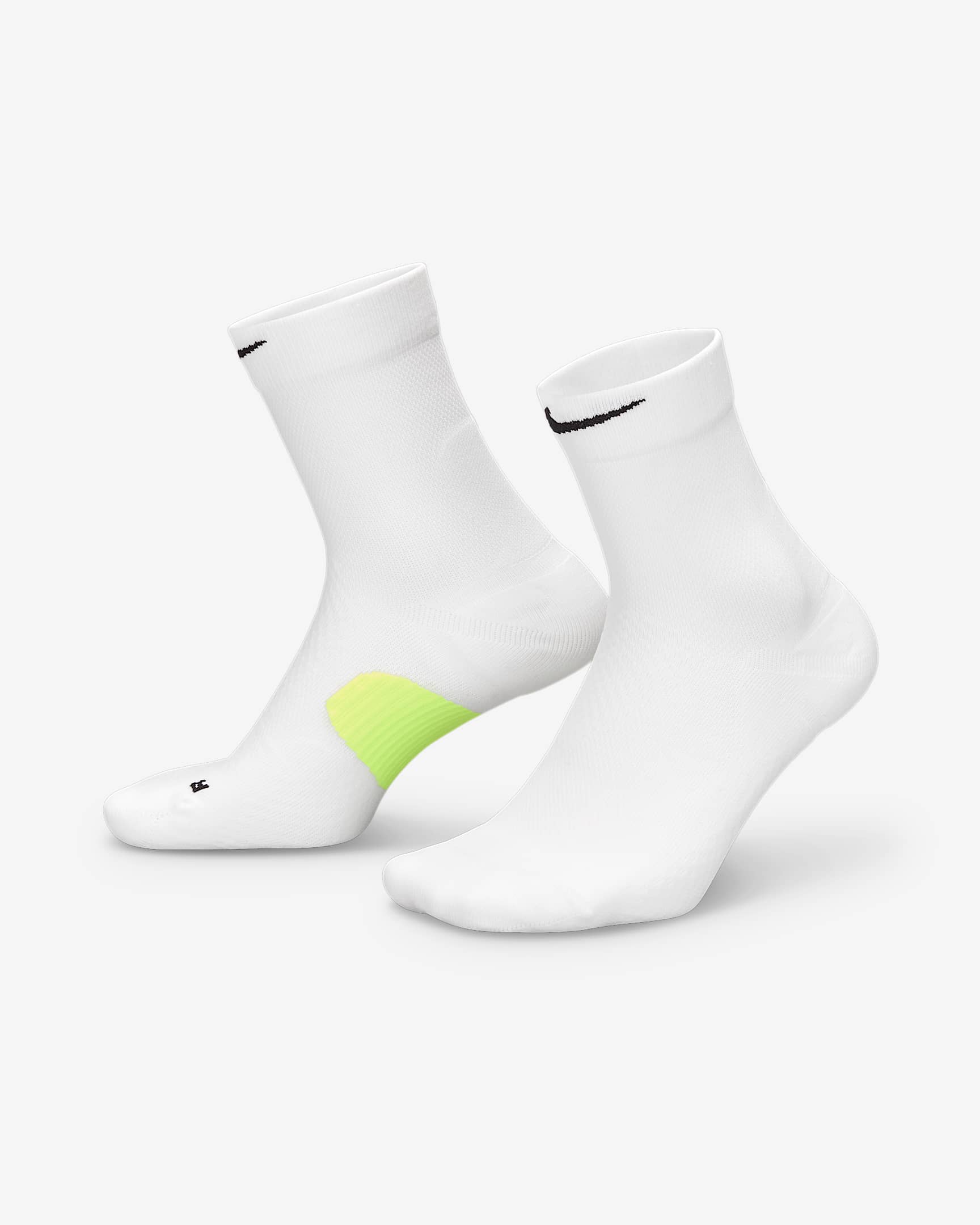 Nike Midweight Running Micro Crew Socks (1 Pair) - White/Volt/Black