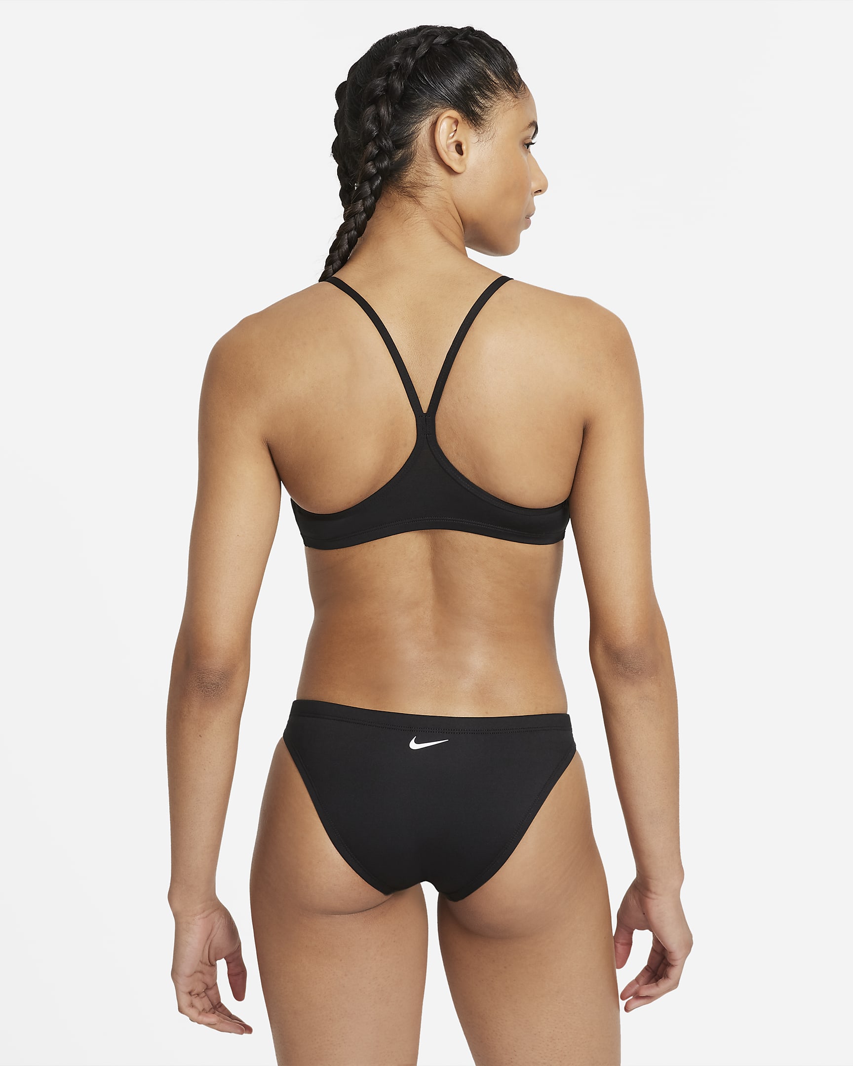 Nike Racerback-Bikini für Damen - Schwarz/Schwarz/Weiß