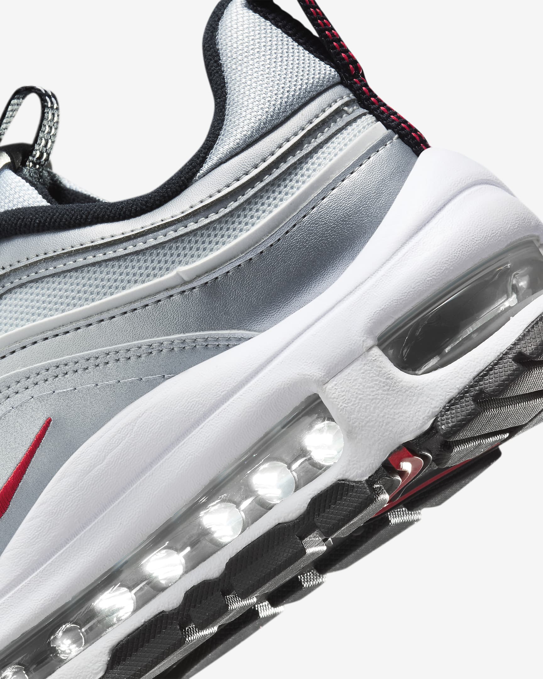 Nike Air Max 97 Futura 女鞋 - Metallic Silver/Pure Platinum/白色/University Red