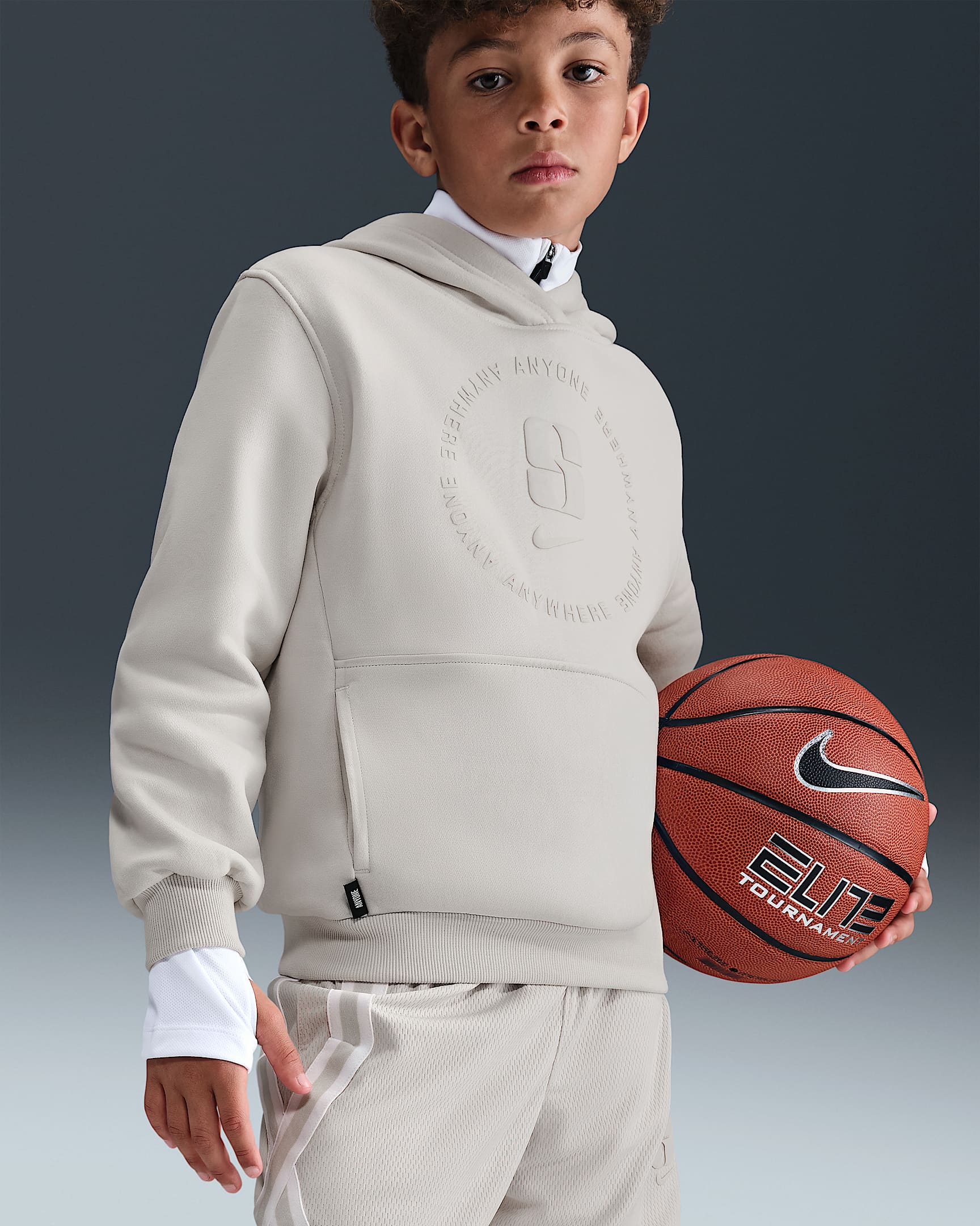 Sabrina Club Fleece Big Kids' Basketball Hoodie - Light Orewood Brown/Light Orewood Brown/Light Orewood Brown