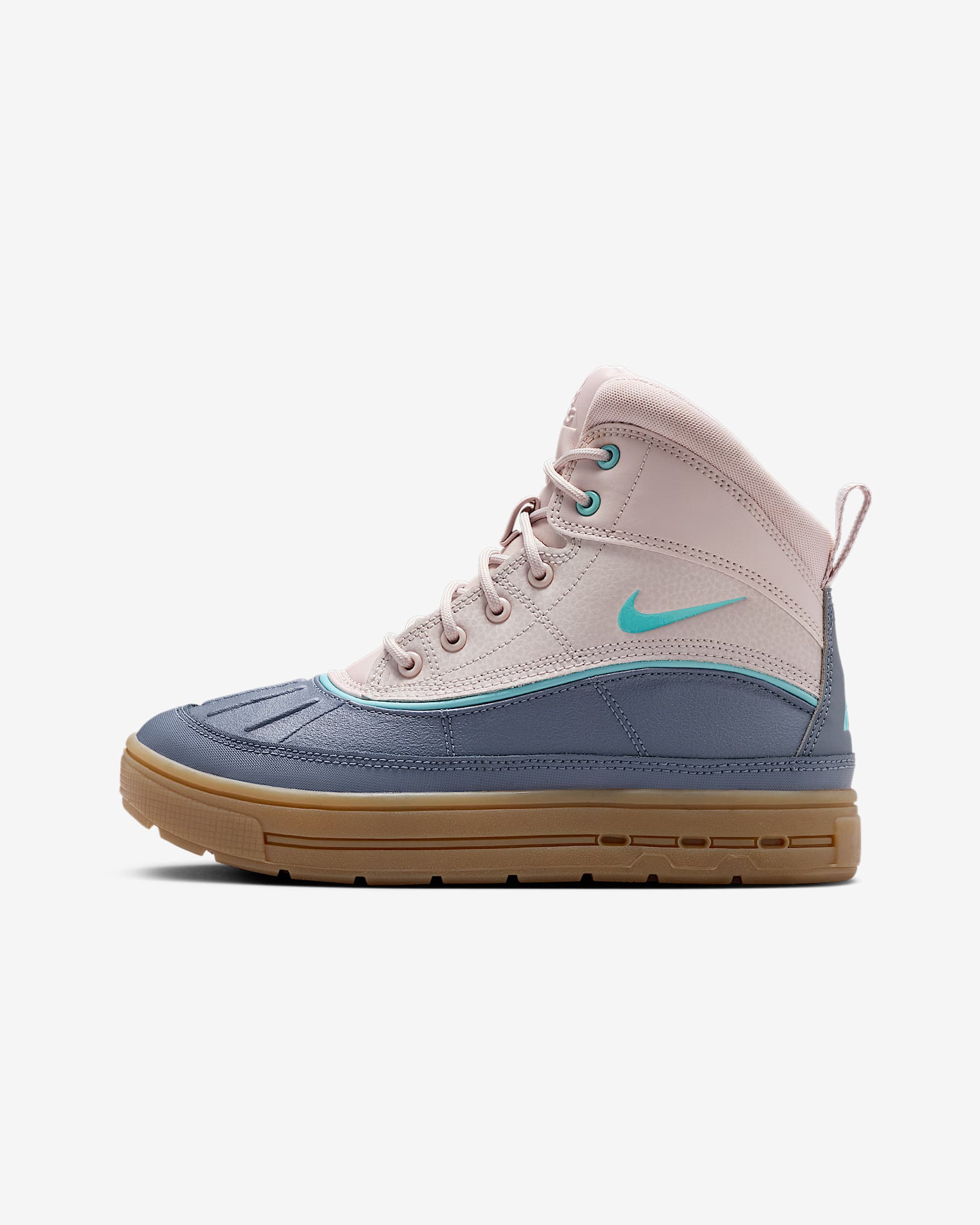 Nike Woodside 2 High Big Kids' Boots - Platinum Violet/Light Carbon/Gum Light Brown/Denim Turquoise