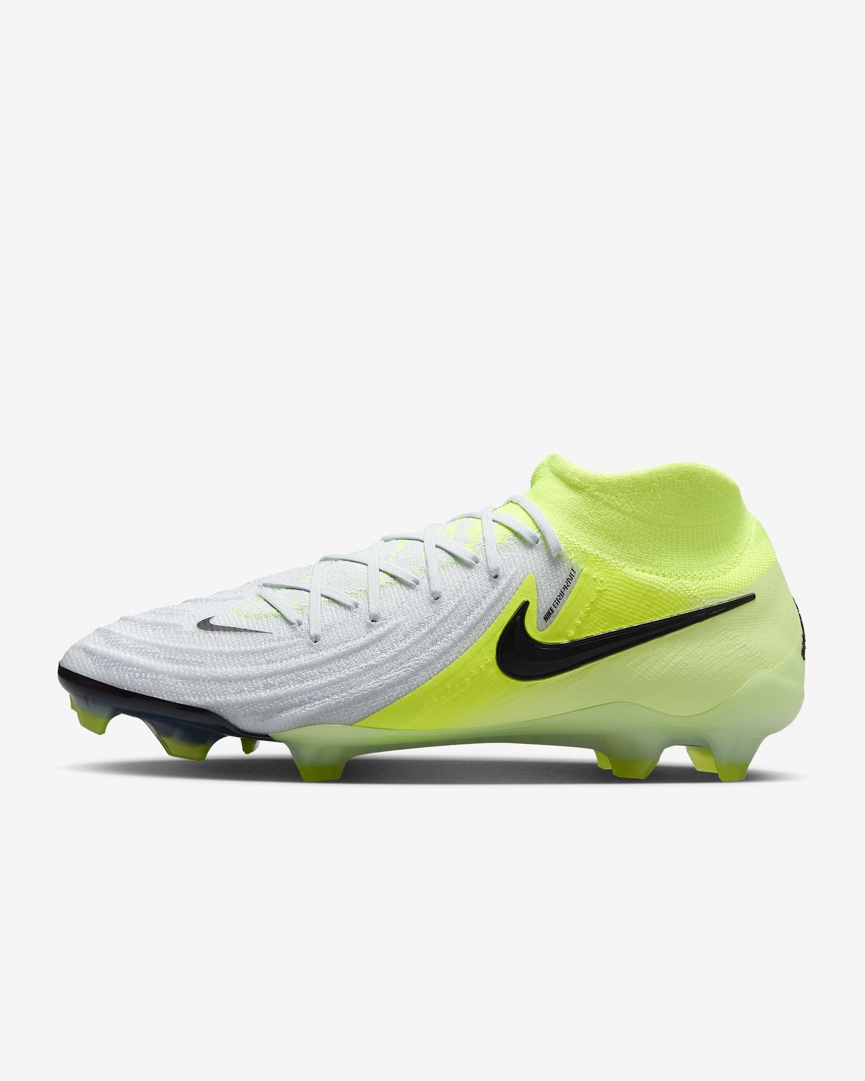 Tacos de fútbol FG de corte high Nike Phantom Luna 2 Elite - Plata metalizado/Volt/Negro