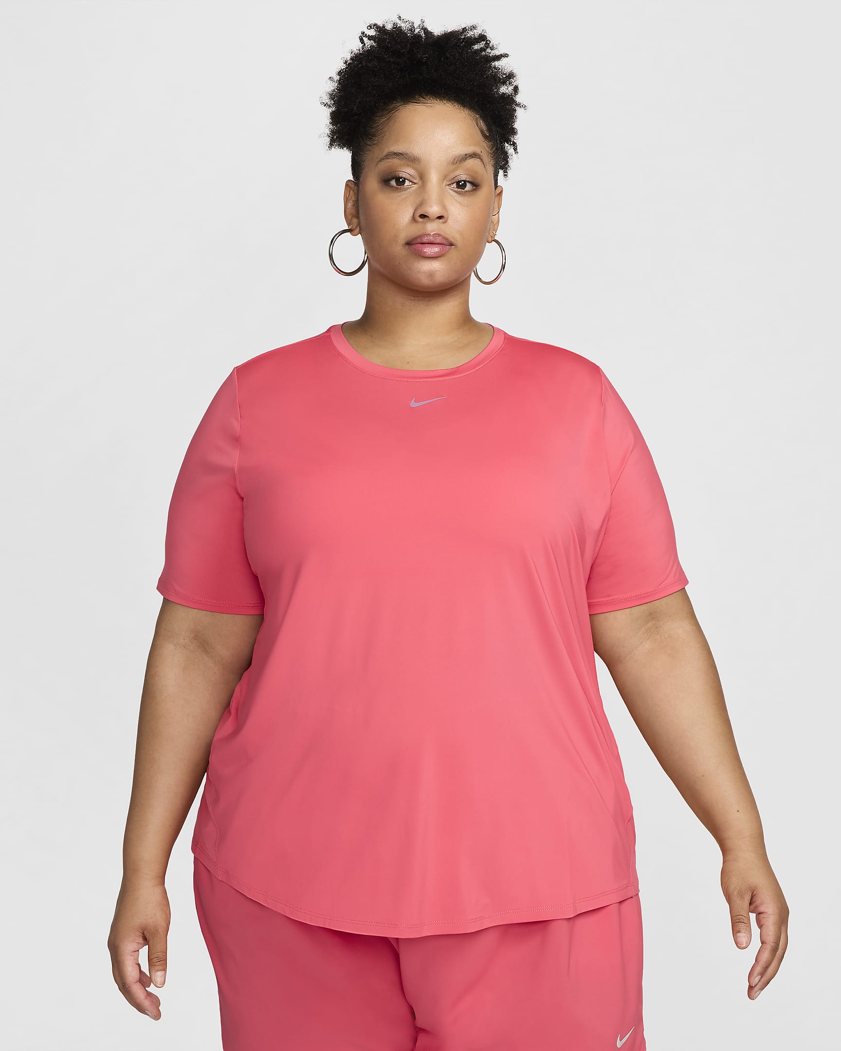 Nike One Classic Women's Dri-FIT Short-Sleeve Top (Plus Size) - Aster Pink/Black