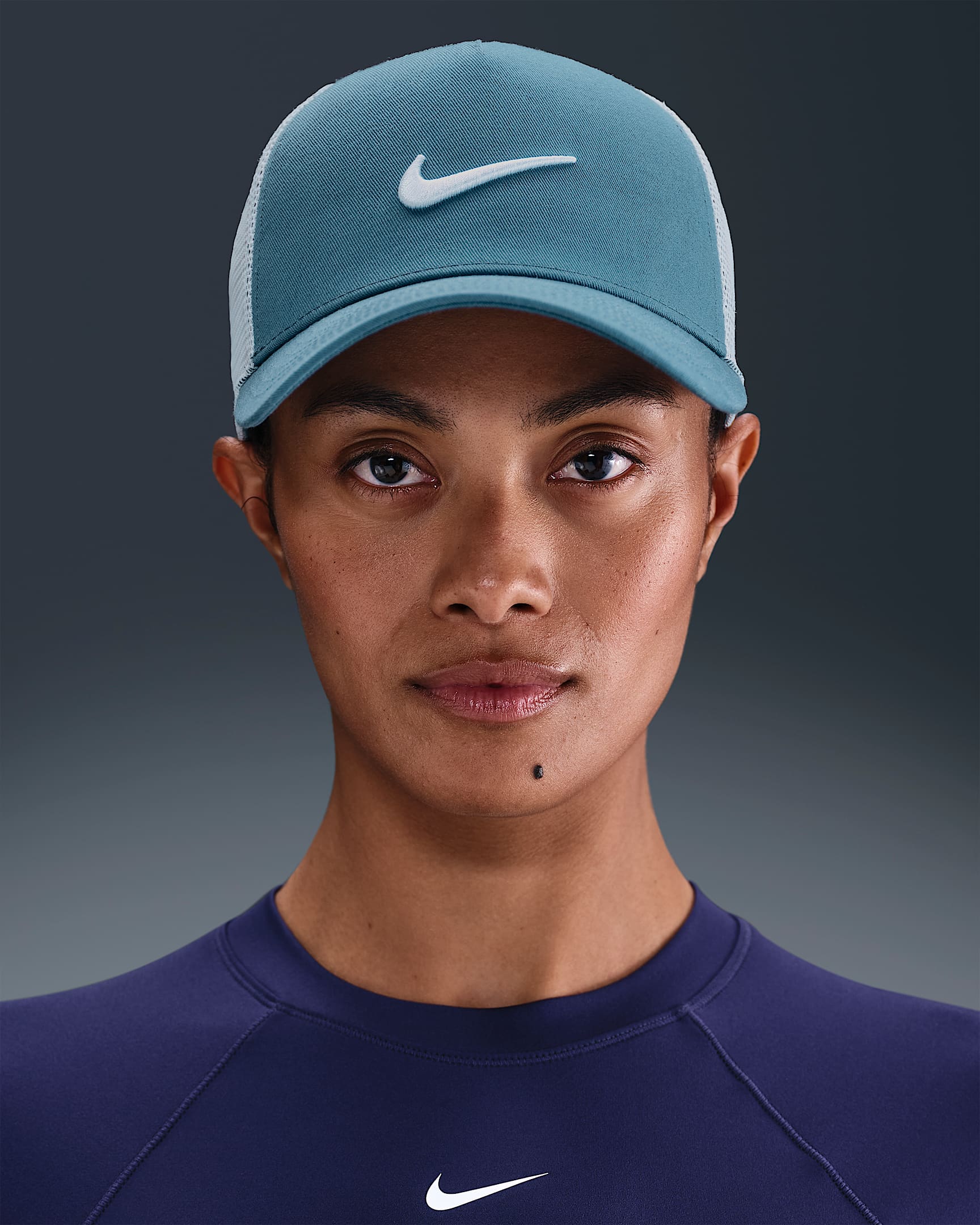 Nike Rise Structured Trucker Cap - Smokey Blue/White/White