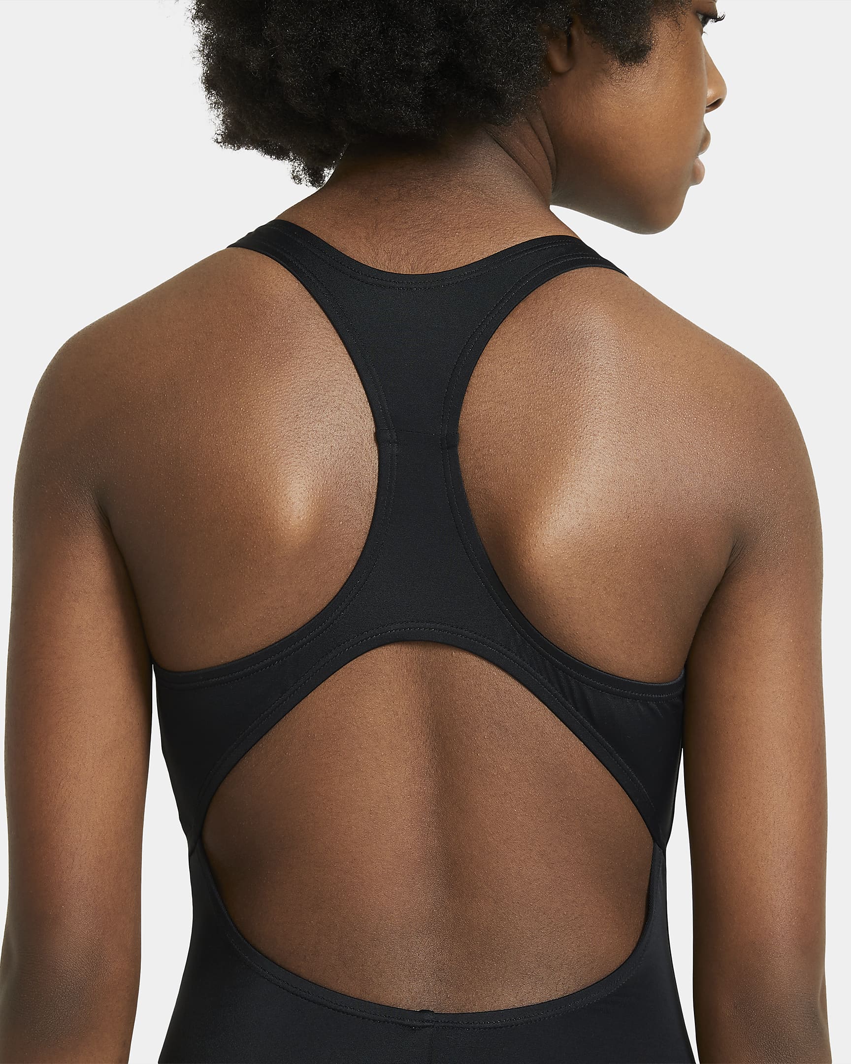 Maillot de bain une pièce dos nageur Nike Essential pour Fille plus âgée - Noir/Blanc