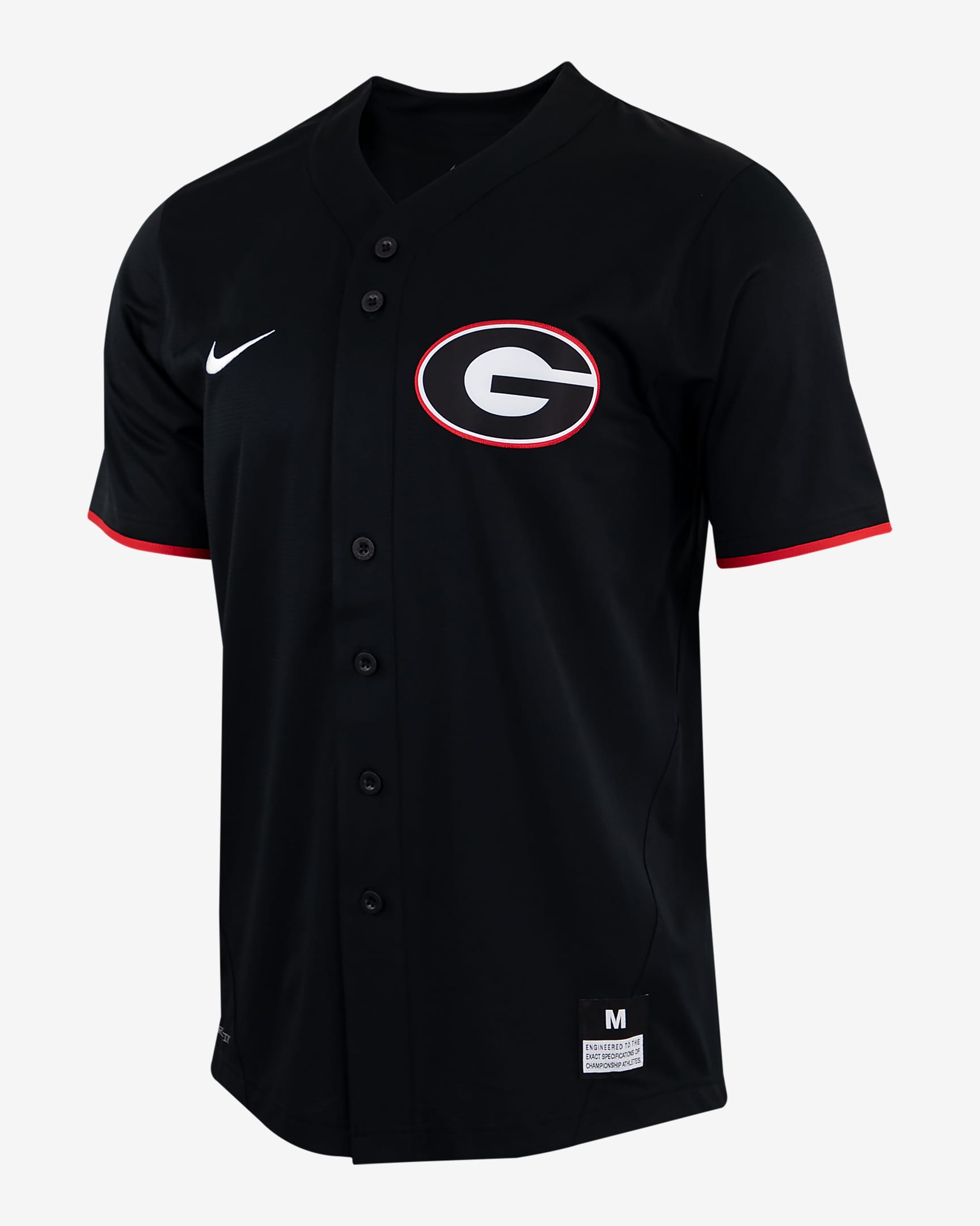 Georgia Men's Nike College Full-Button Baseball Jersey - Black