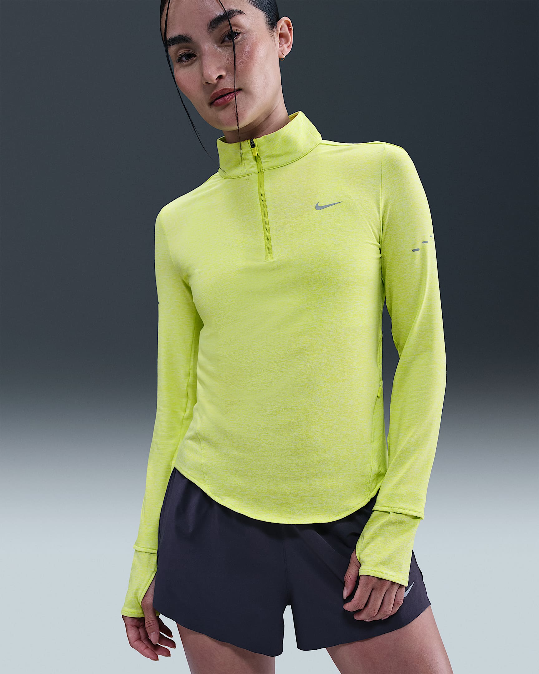 ナイキ スウィフト ウィメンズ Dri-FIT UV 1/4ジップ ランニングトップ - サイバー/ヘザー