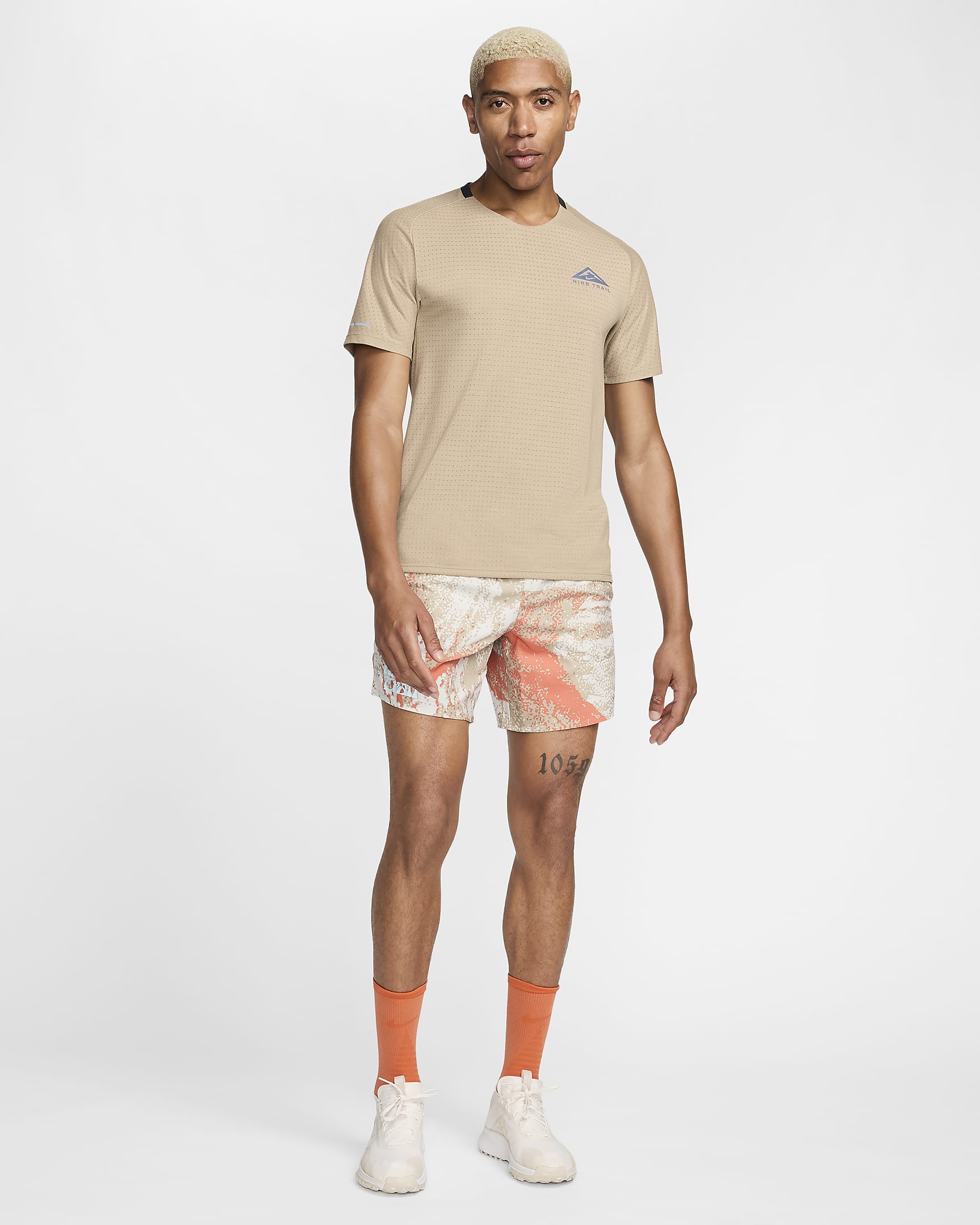 Short de running Dri-FIT avec sous-short intégré 18 cm Nike Trail Stride pour homme - Khaki/Khaki/Noir