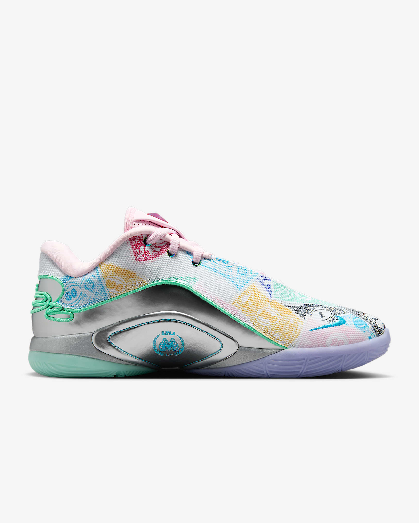 LeBron XXII "Currency" Basketball Shoes - White/Green Glow/Pink Foam/Baltic Blue