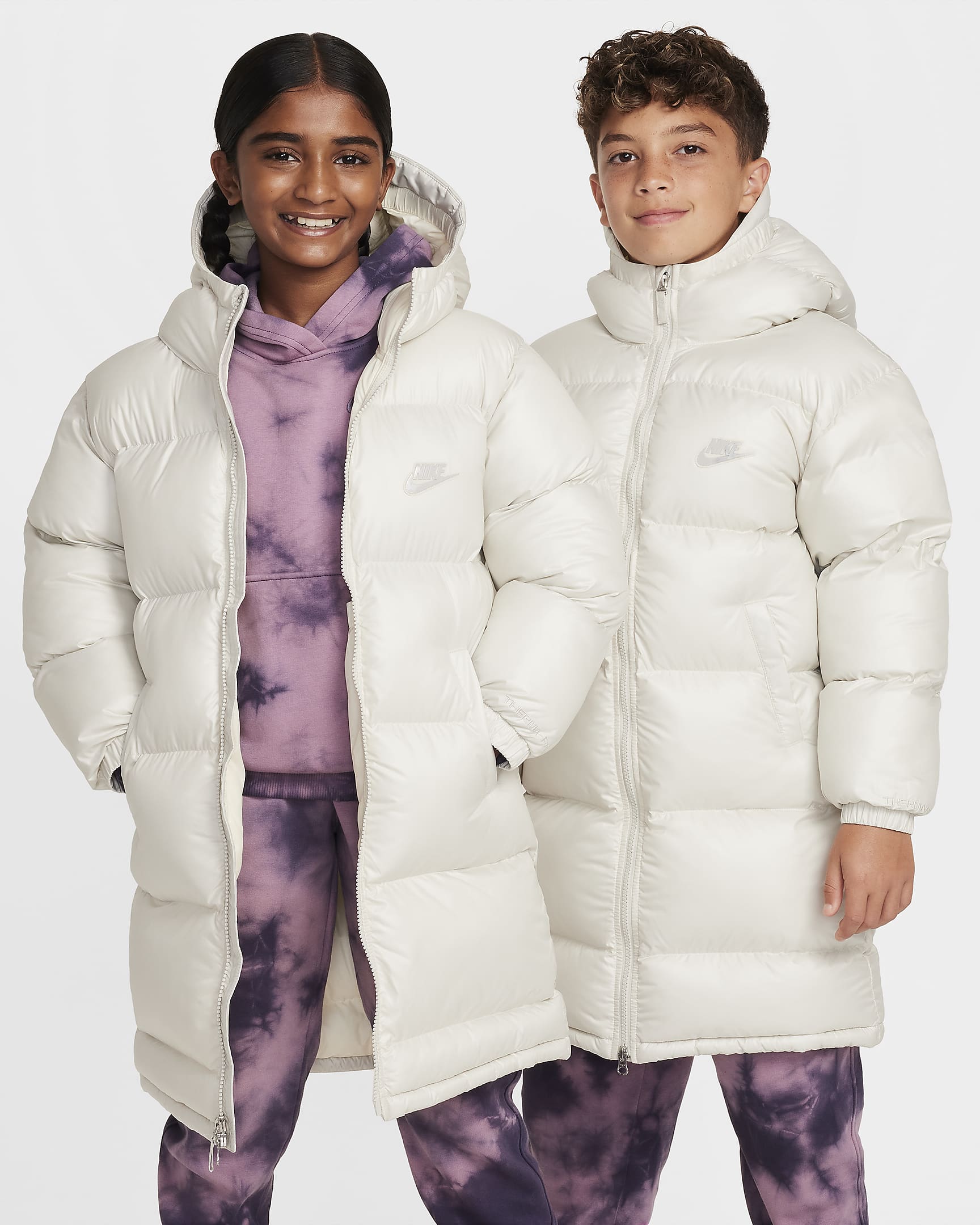 Nike Sportswear Heavyweight Synthetic Fill EasyOn Big Kids' Therma-FIT Repel Loose Hooded Parka - Light Bone/Coconut Milk/Light Bone/Light Iron Ore