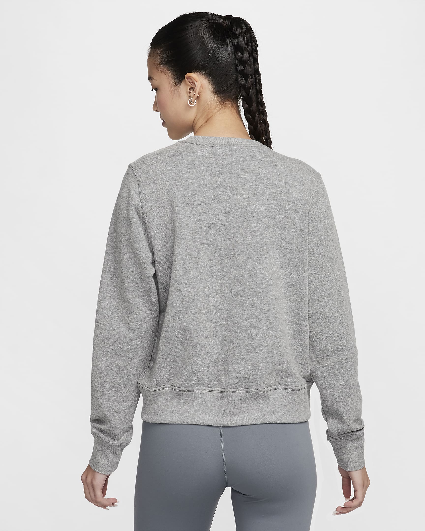 Nike Dri-FIT One Women's Crew-Neck French Terry Sweatshirt - Carbon Heather/White