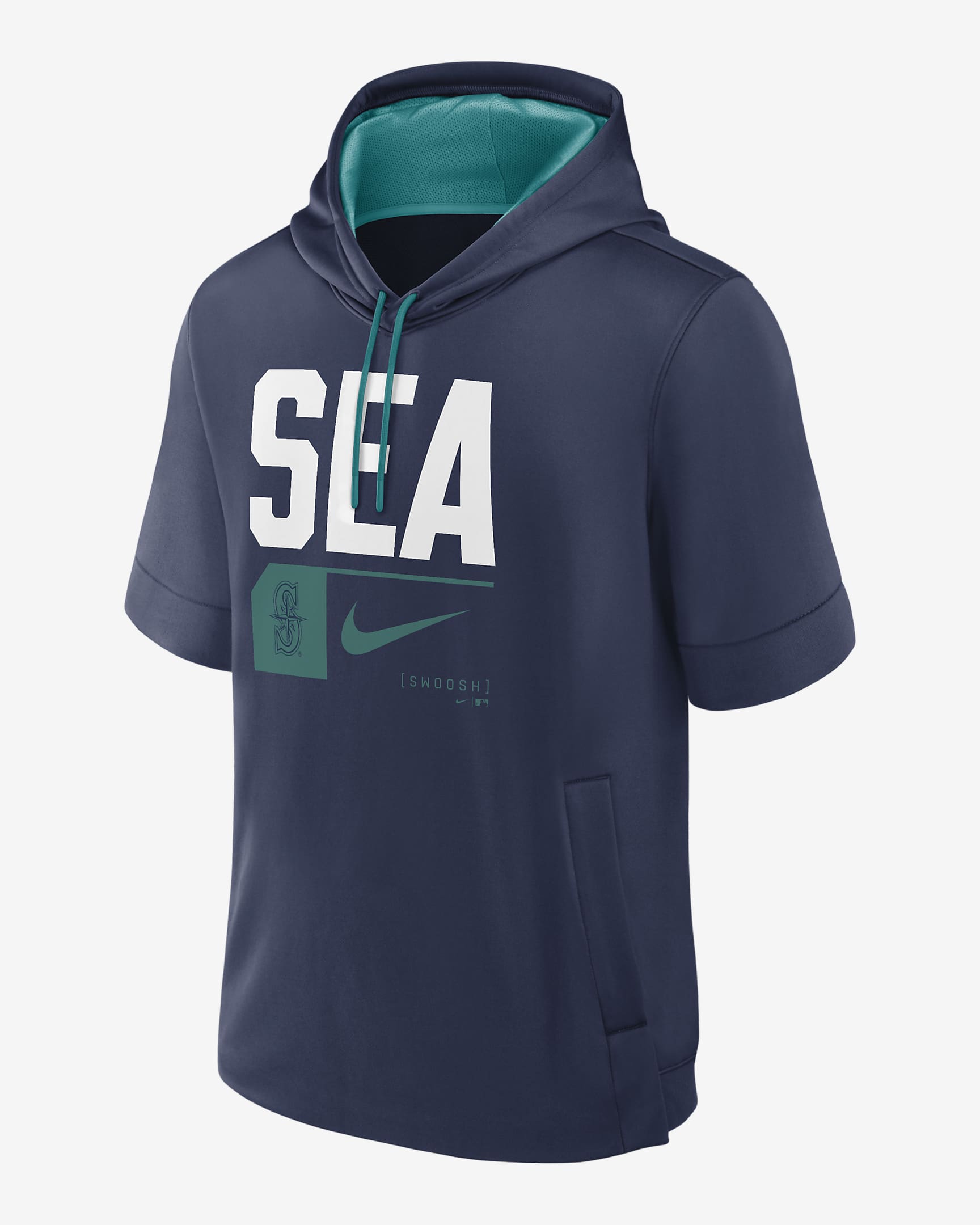 Seattle Mariners Tri Code Lockup Men's Nike MLB Short-Sleeve Pullover Hoodie - Navy