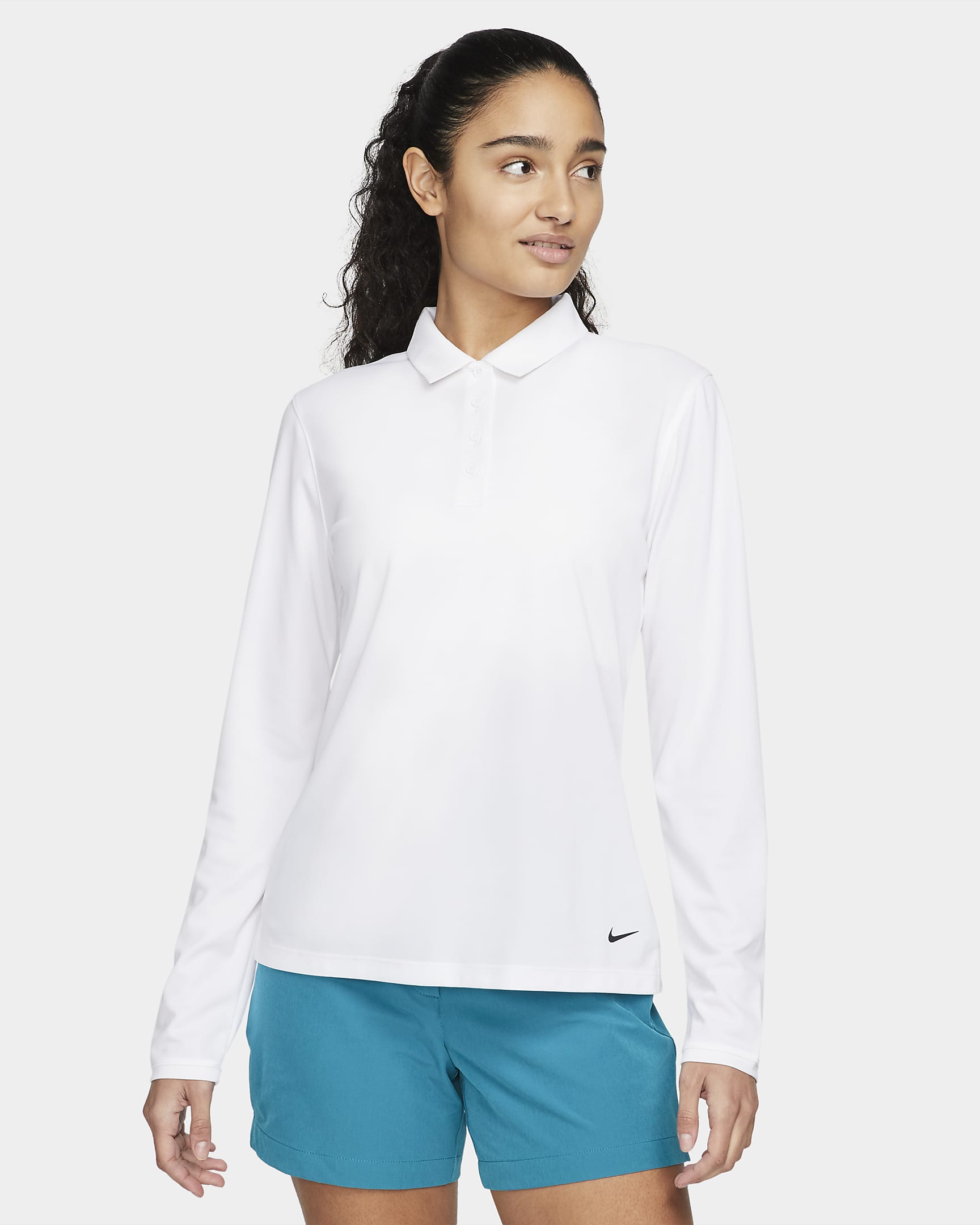 Långärmad golfpikétröja Nike Dri-FIT Victory för kvinnor - Vit/Svart