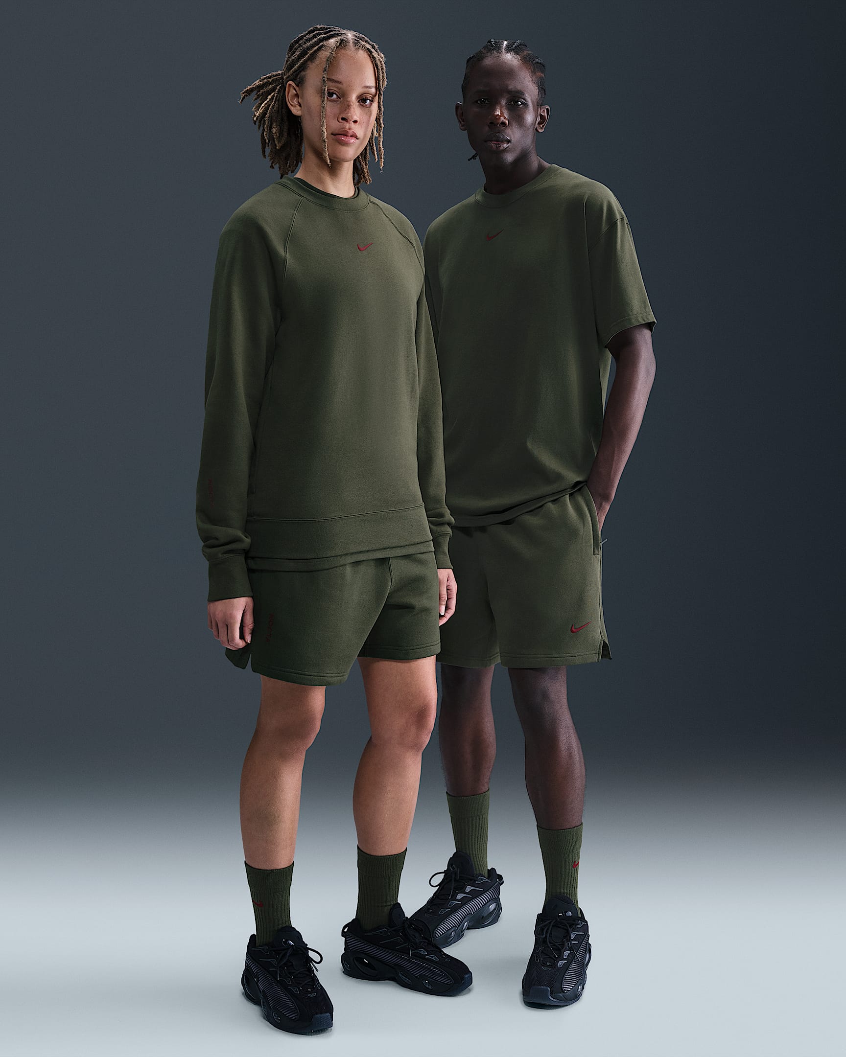 NOCTA Cardinal Fleece Shorts - Cargo Khaki/Team Red