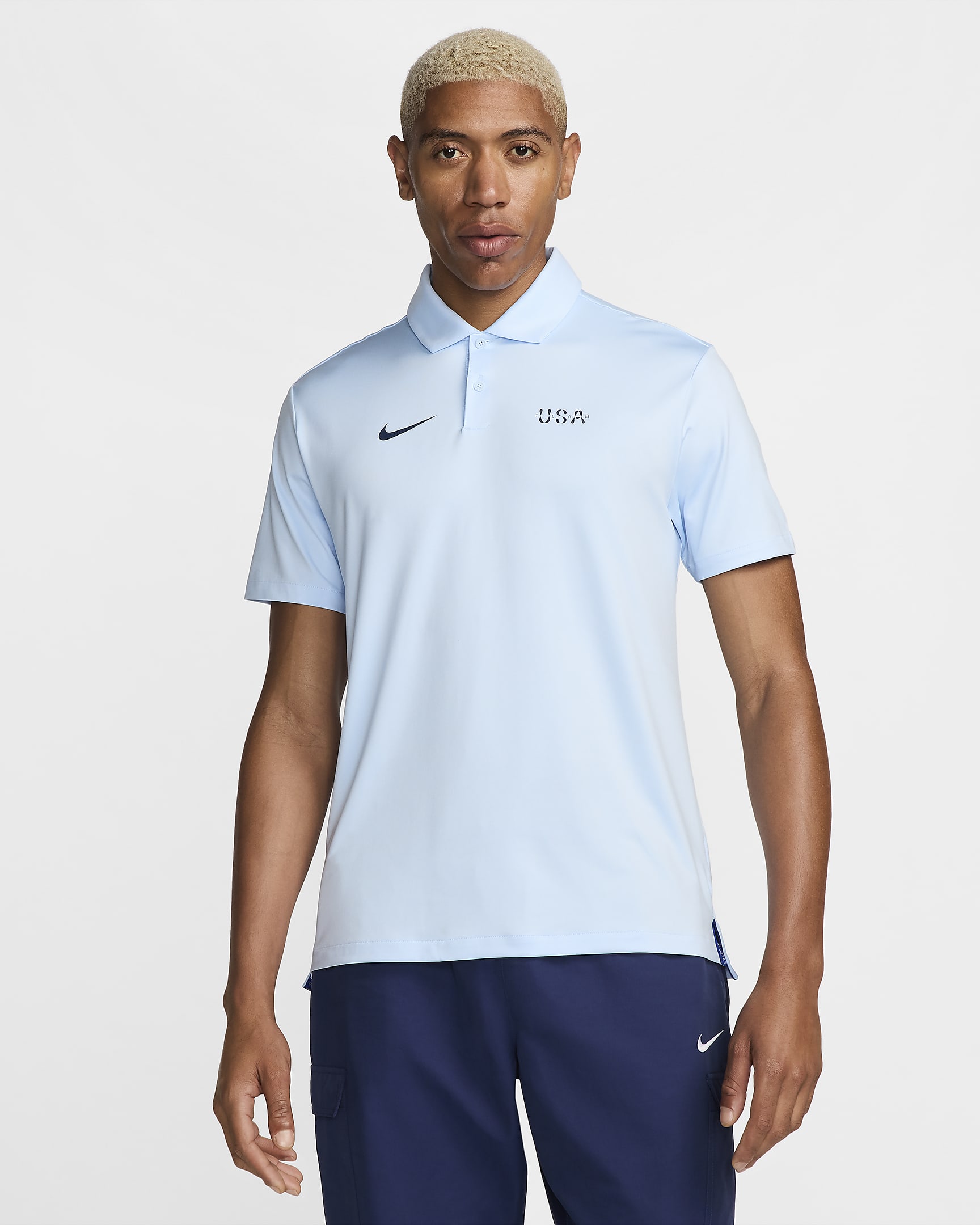 USA Men's Nike Dri-FIT Polo - Celestine Blue/Old Royal/White/Obsidian