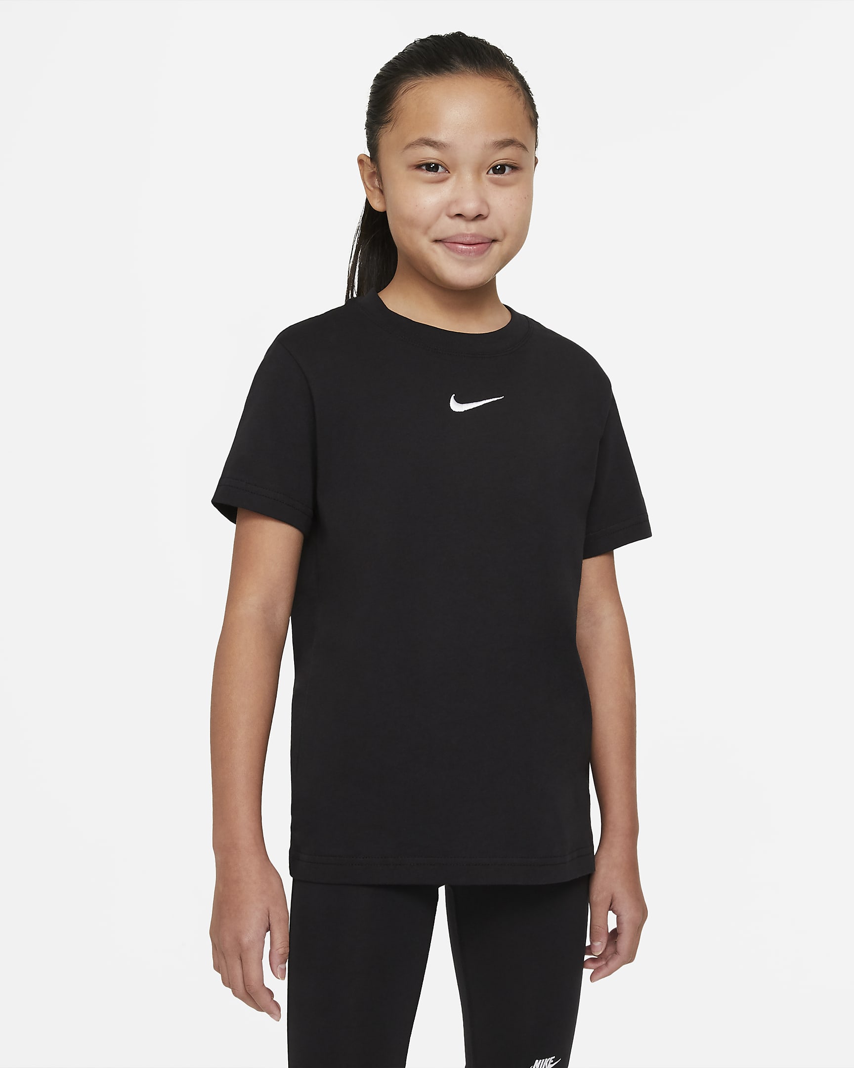 Nike Sportswear T-skjorte til store barn (jente) - Svart/Hvit