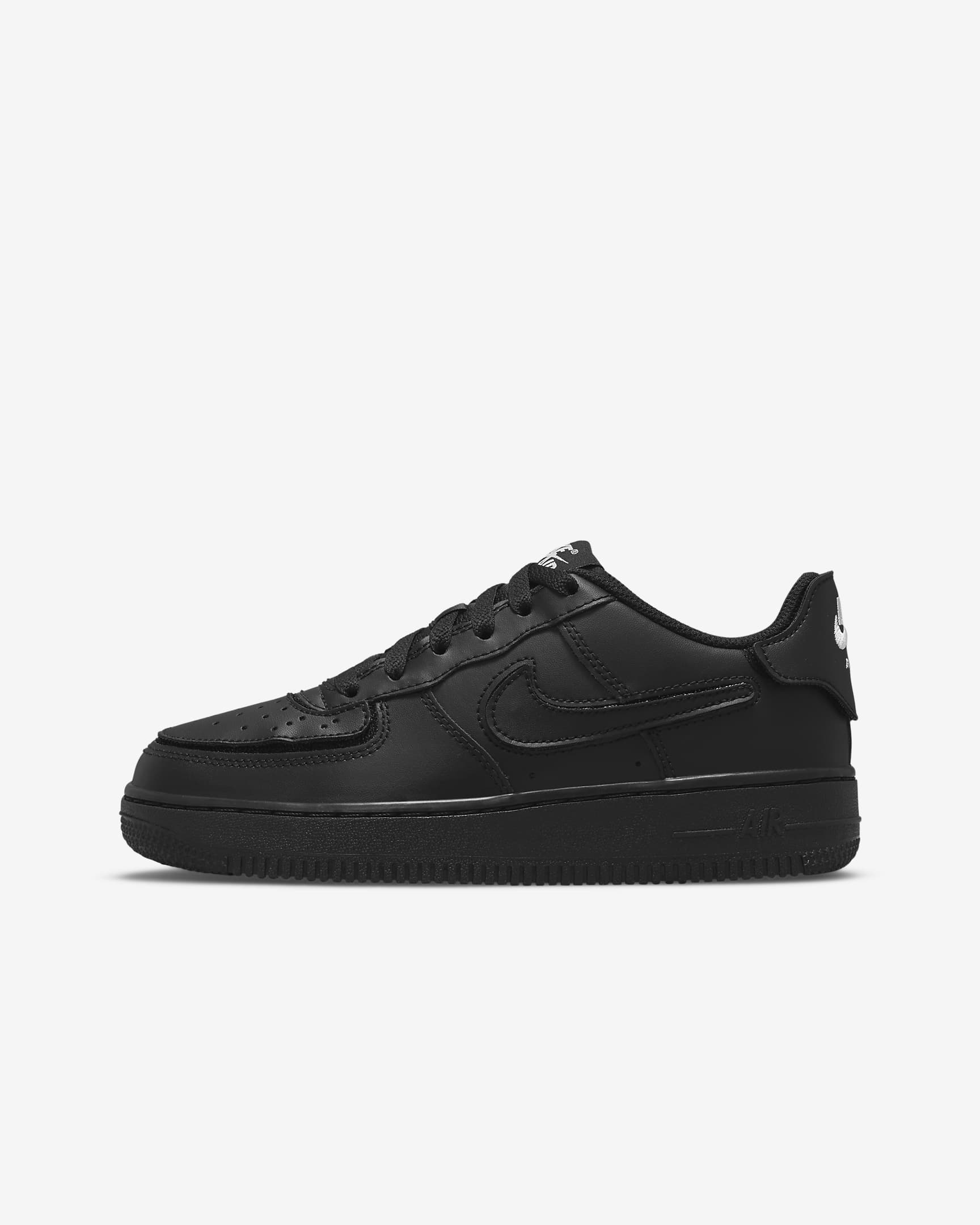 Nike Air Force 1/1 Older Kids' Shoe - Black/Metallic Silver/White/Bright Crimson