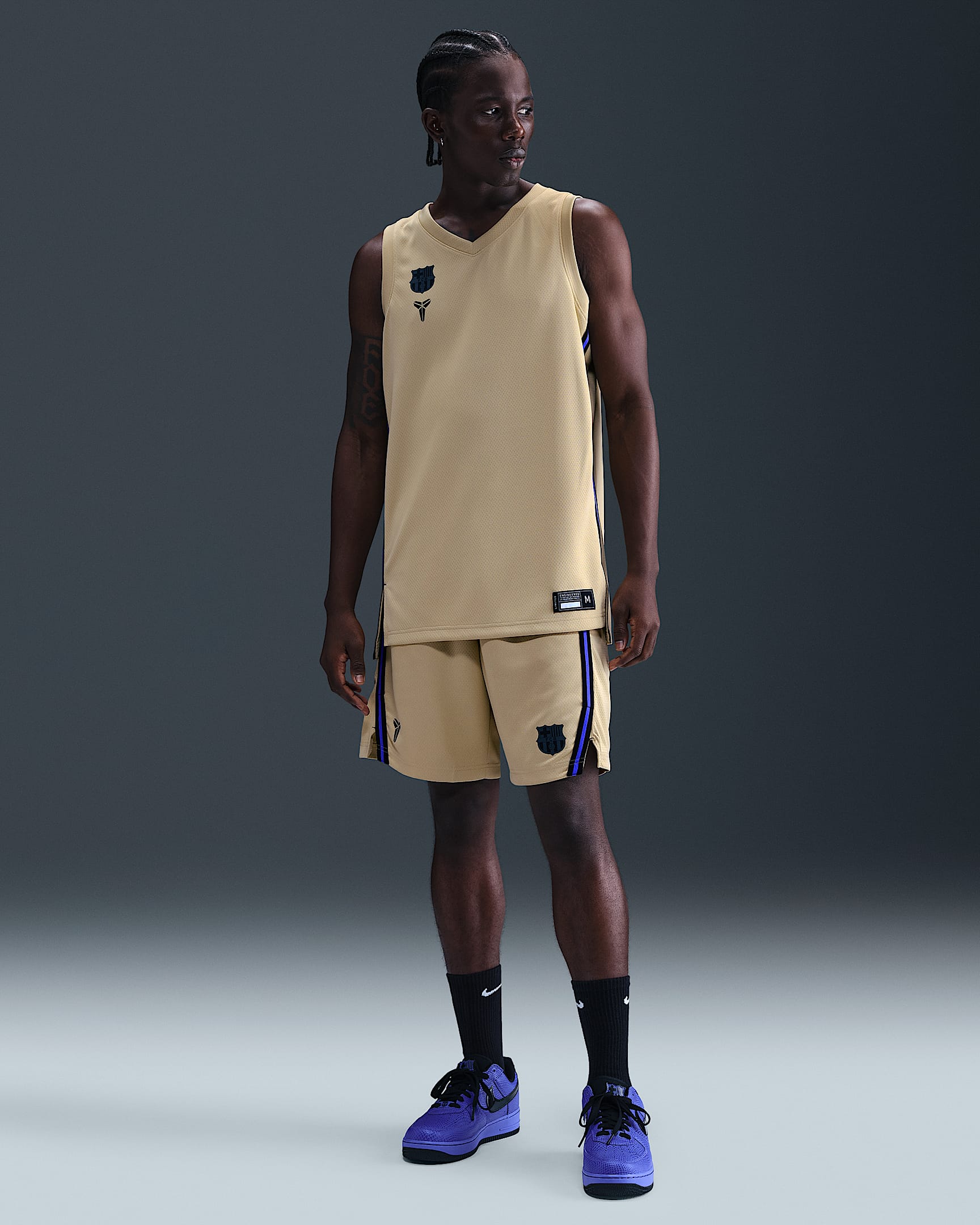 FCB Men's Replica Away Shorts - Team Gold/Black/Persian Violet