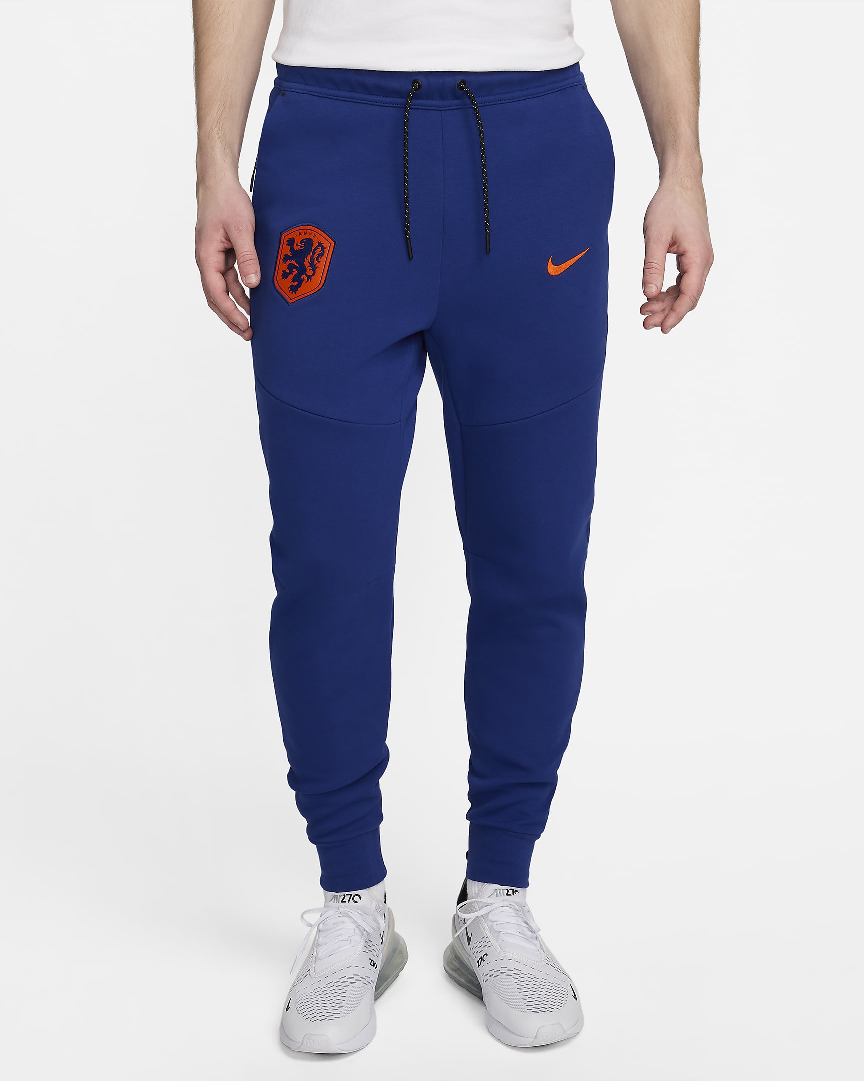 Pantaloni jogger da calcio Nike Olanda Tech Fleece – Uomo - Deep Royal Blue/Safety Orange