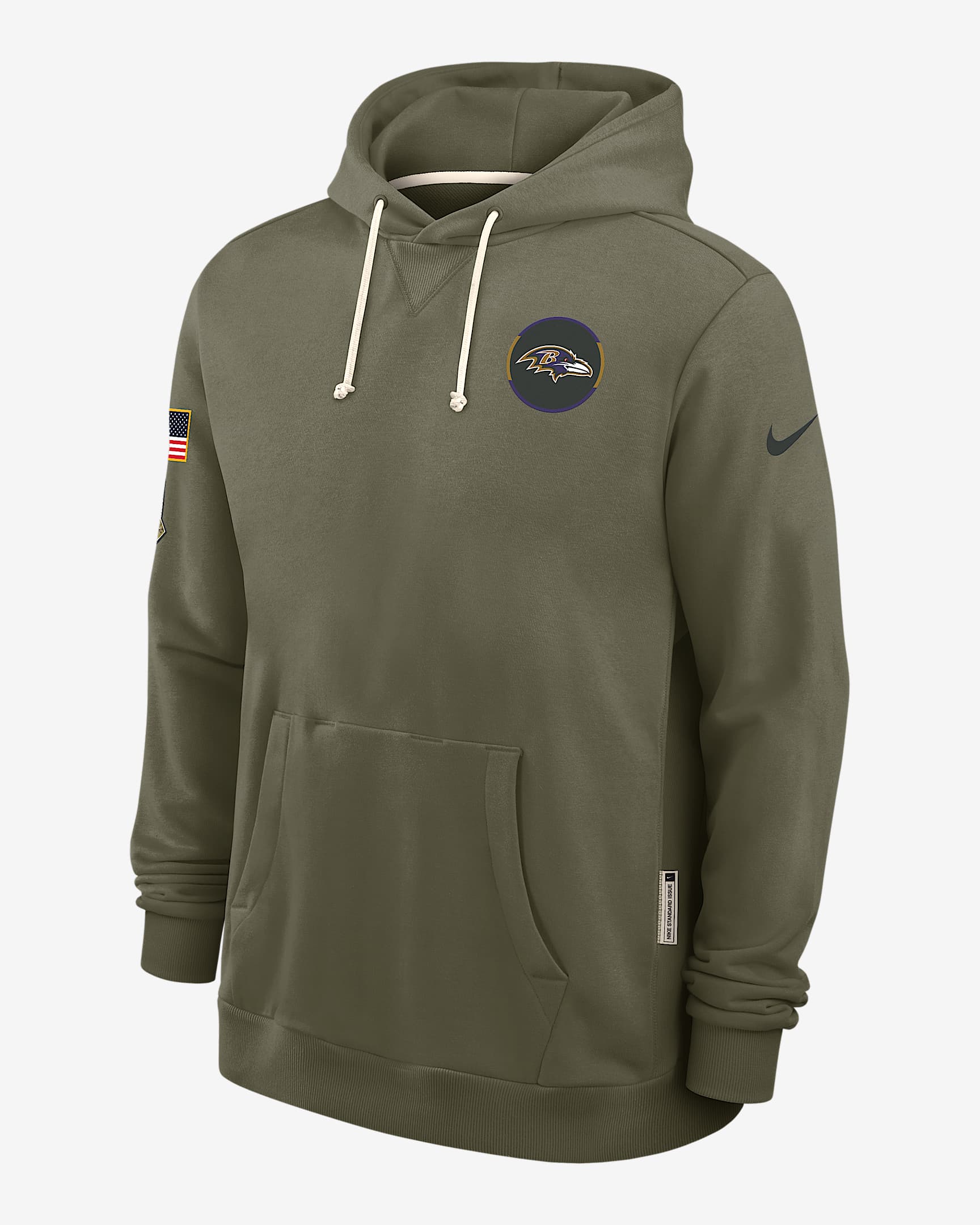Baltimore Ravens Salute to Service Sideline Dominant Force Men's Nike Dri-FIT NFL Pullover Hoodie - Olive