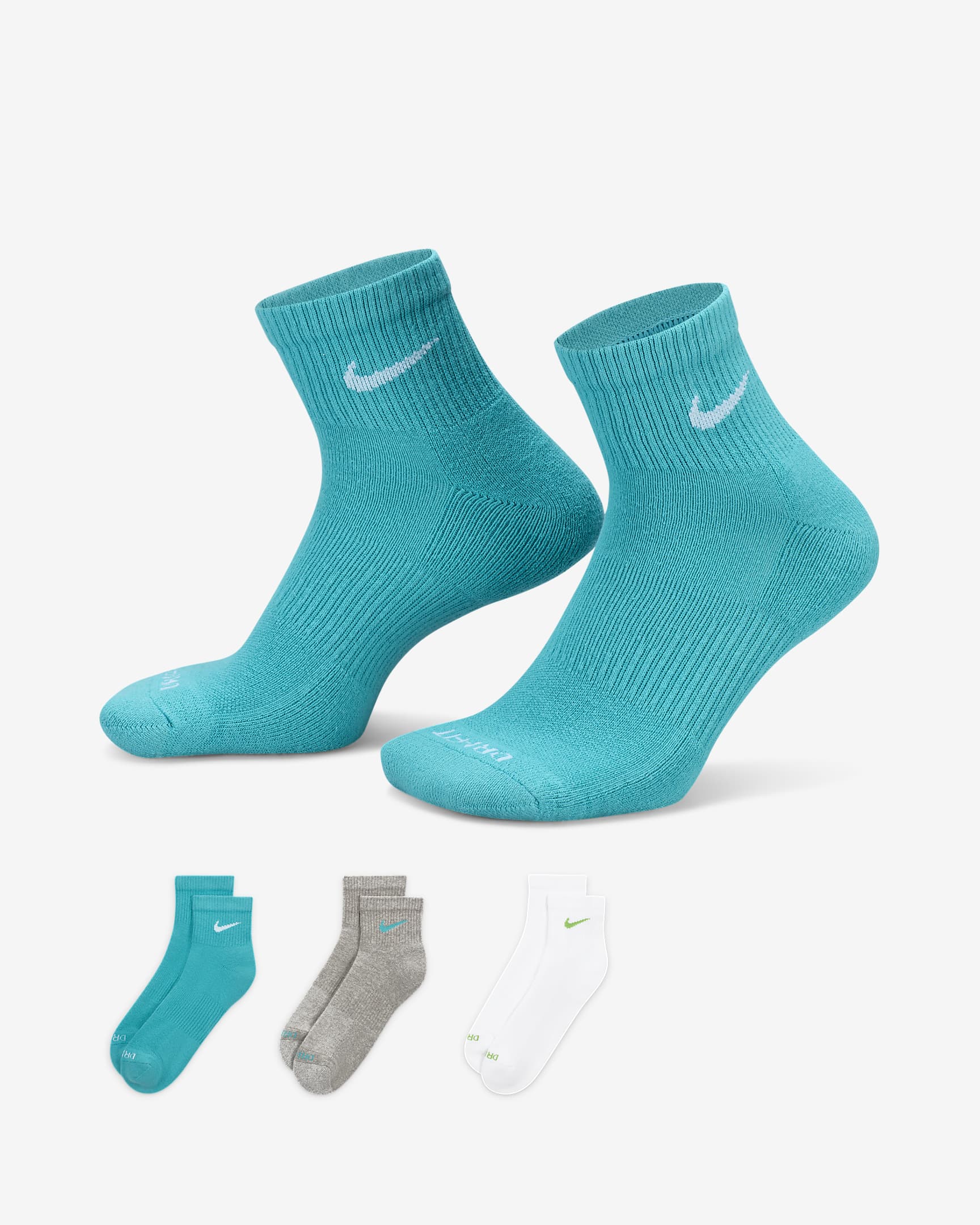 Nike Everyday Plus Cushioned-ankeltræningsstrømper (3 par) - multifarvet