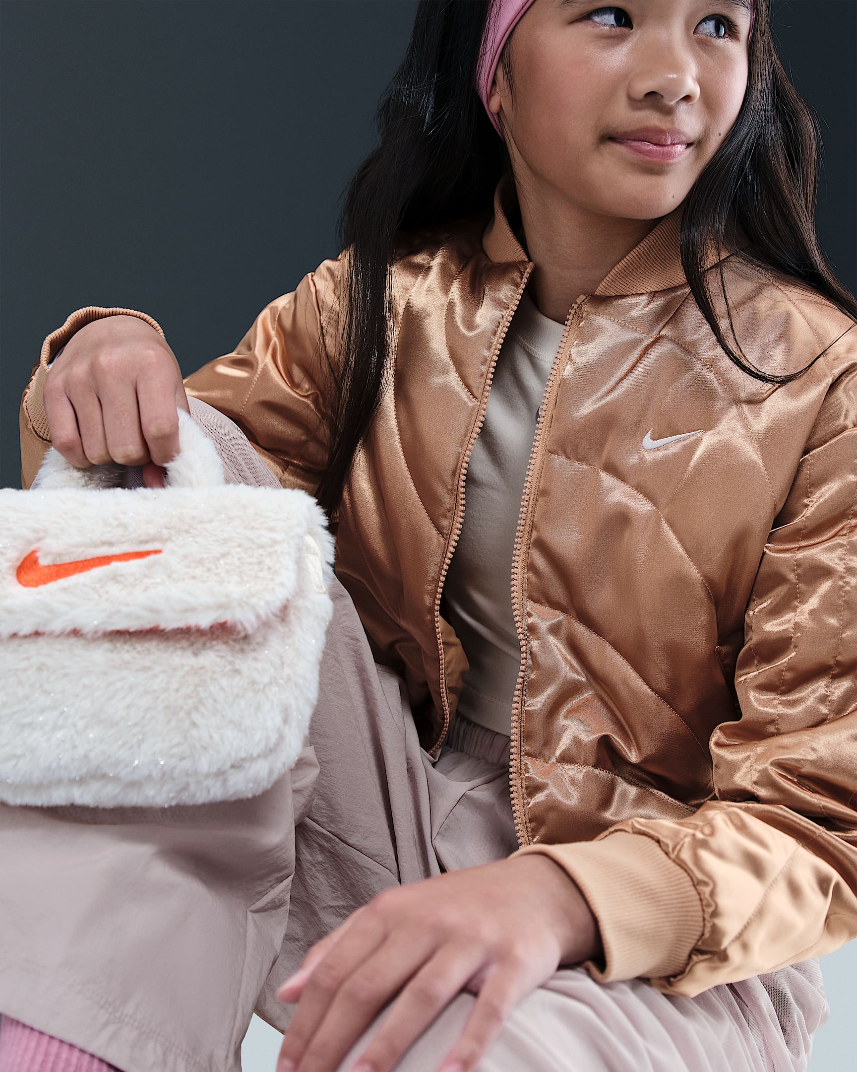 Nike Sportswear Big Kids' (Girls') Jacket - Hemp/White