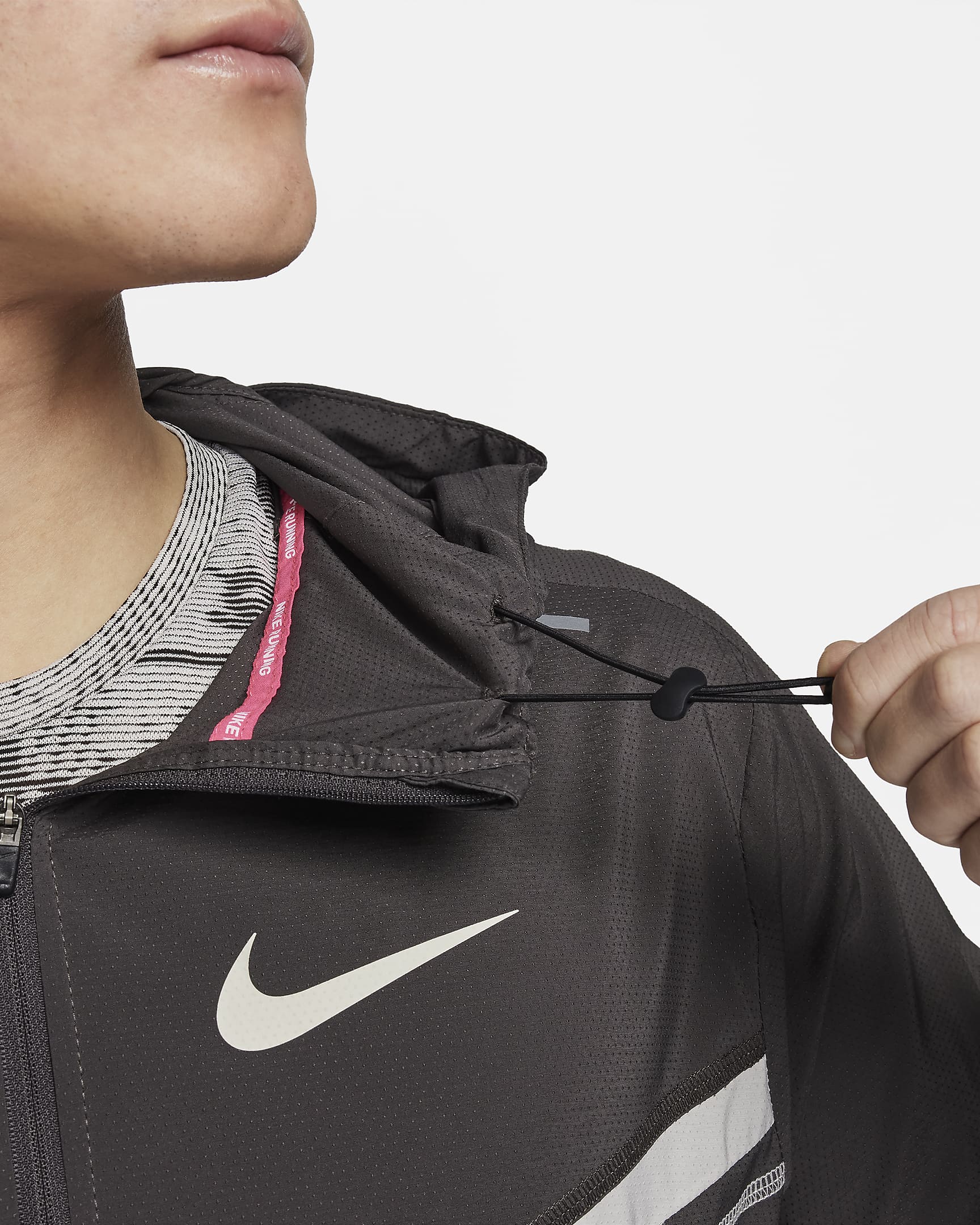 Nike Repel Windrunner Men's UV Running Jacket - Medium Ash/Light Bone/Hyper Pink/Light Bone