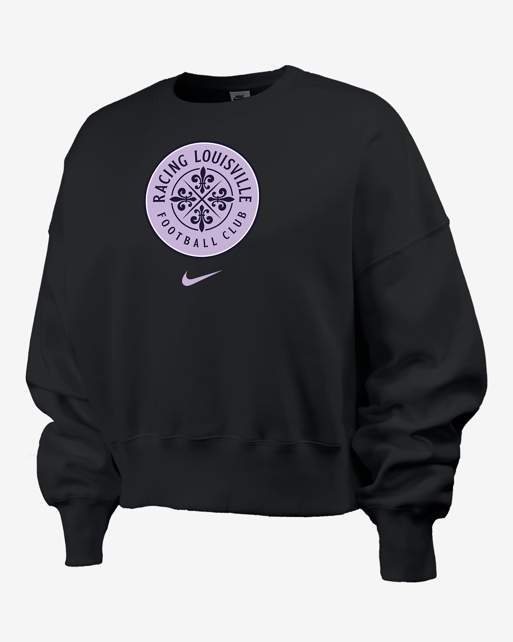 Sudadera de cuello redondo Nike de la NWSL para mujer Racing Louisville FC Phoenix Fleece - Negro