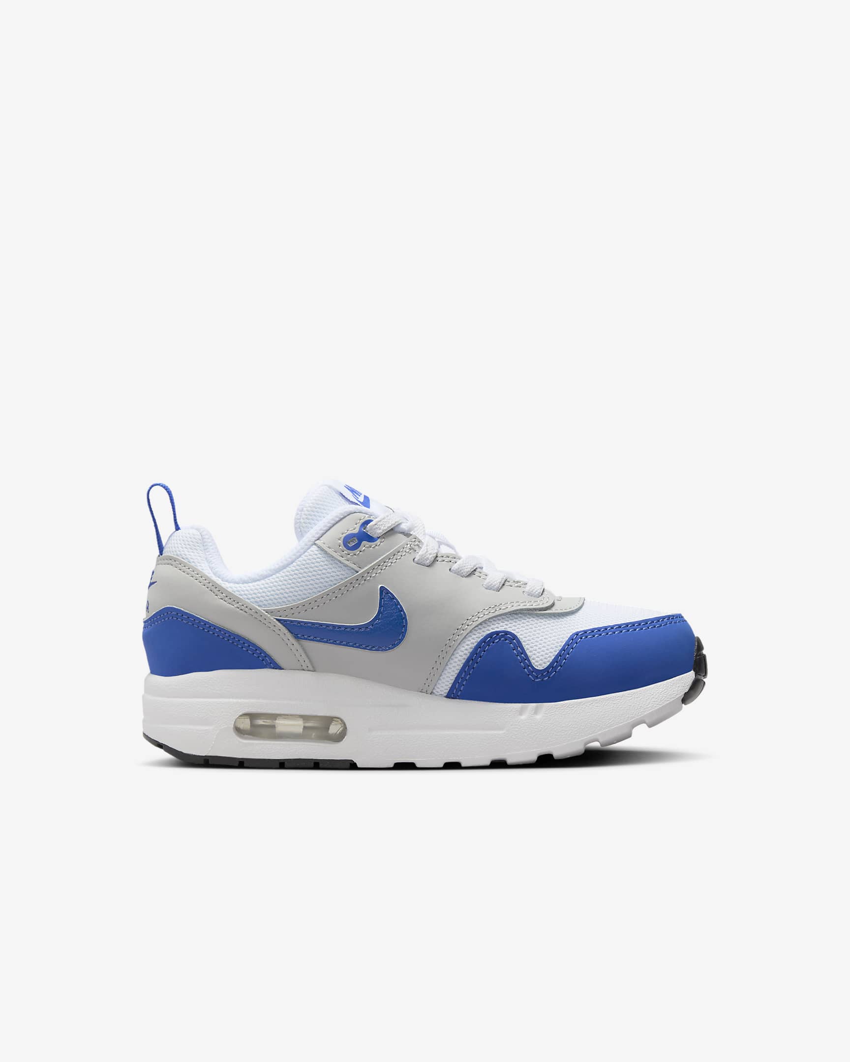 Nike Air Max 1 EasyOn Little Kids' Shoes - White/Neutral Grey/Black/Game Royal