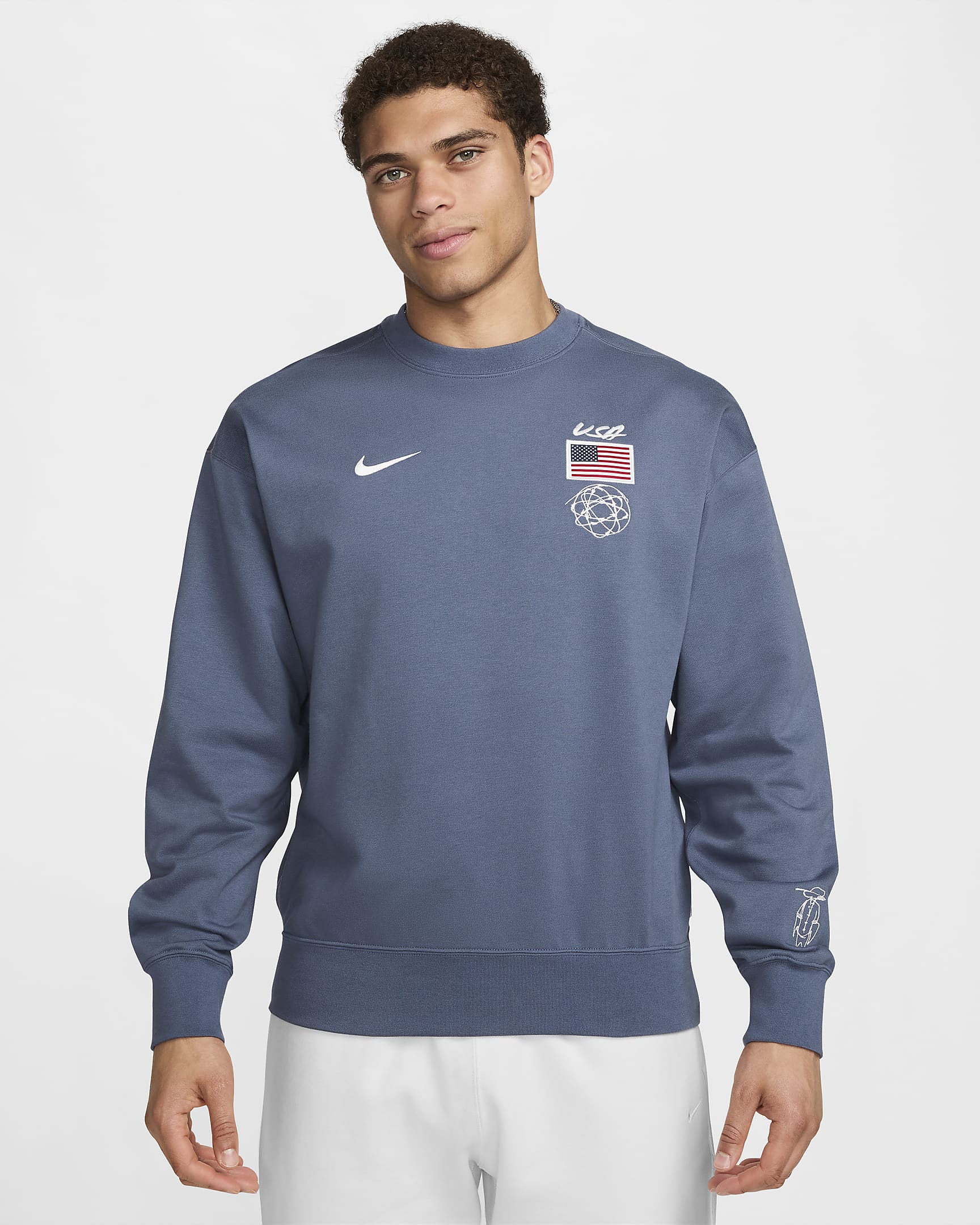 USA Solo Nike Dri-FIT ADV Breaking Sweatshirt mit Rundhalsausschnitt (Herren) - Diffused Blue/Weiß