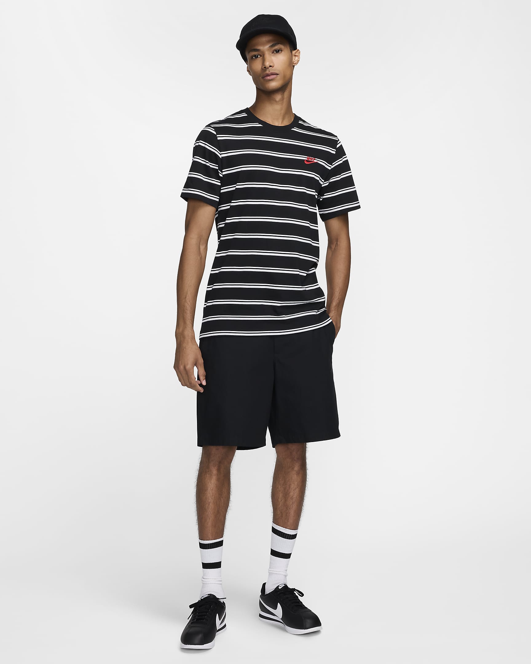 Nike Sportswear Men's Striped T-Shirt - Black