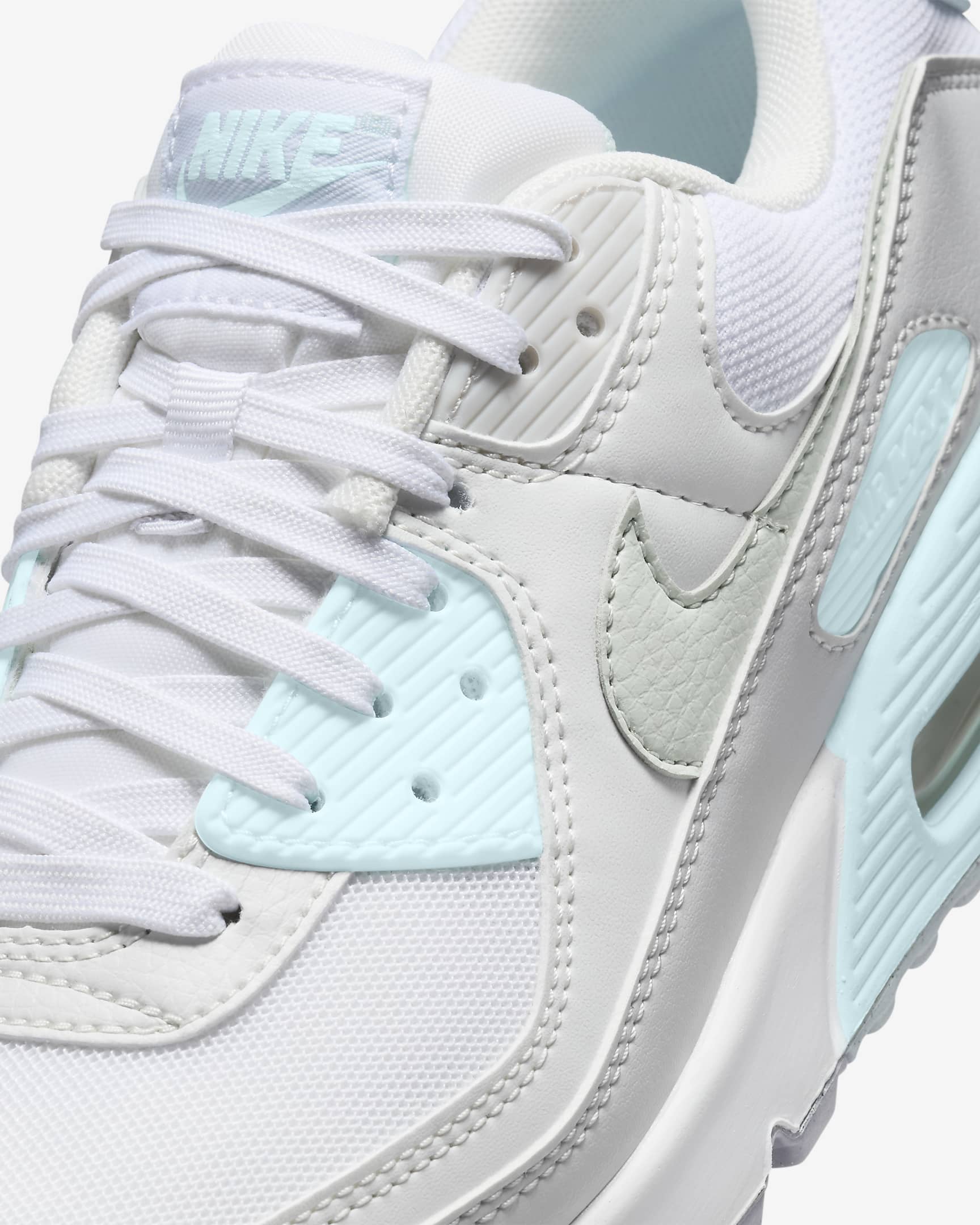 Nike Air Max 90 女鞋 - 白色/Glacier Blue/Wolf Grey/Light Silver