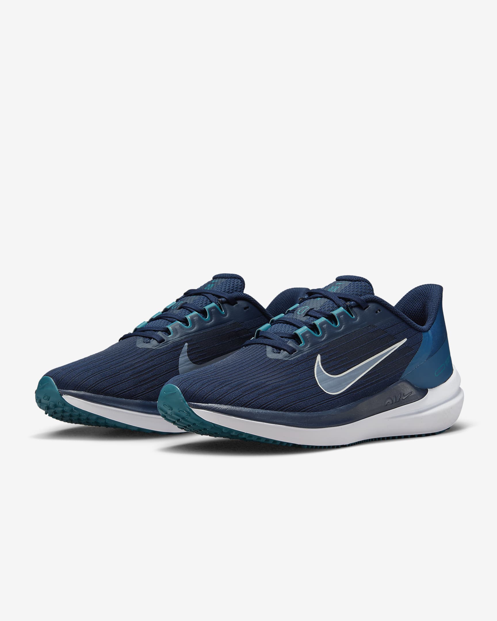 Nike Winflo 9 Men's Road Running Shoes - Obsidian/Valerian Blue/Bright Spruce/Barely Green