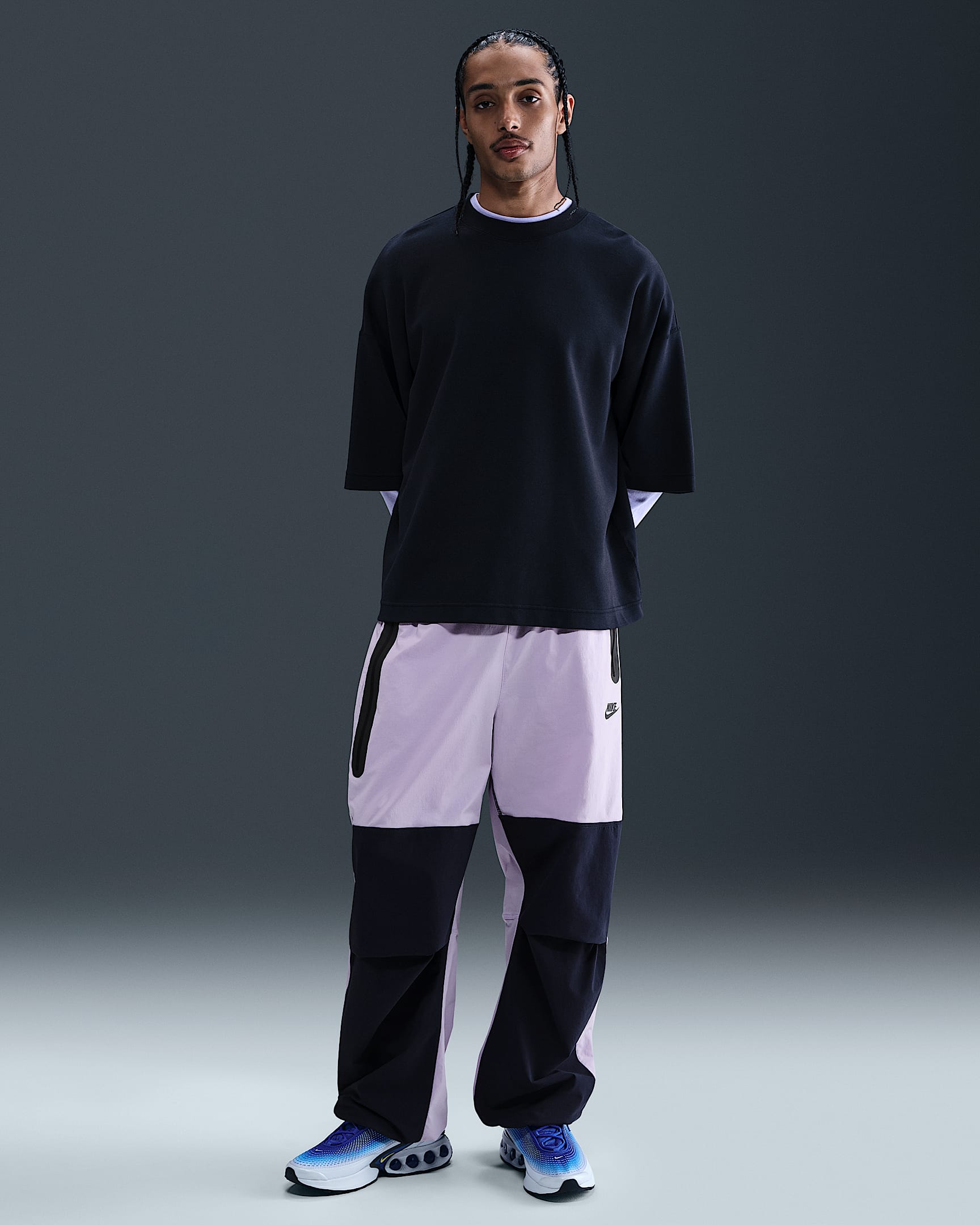 Nike Tech Men's Woven Oversized Pants - Hydrangeas/Obsidian/Black