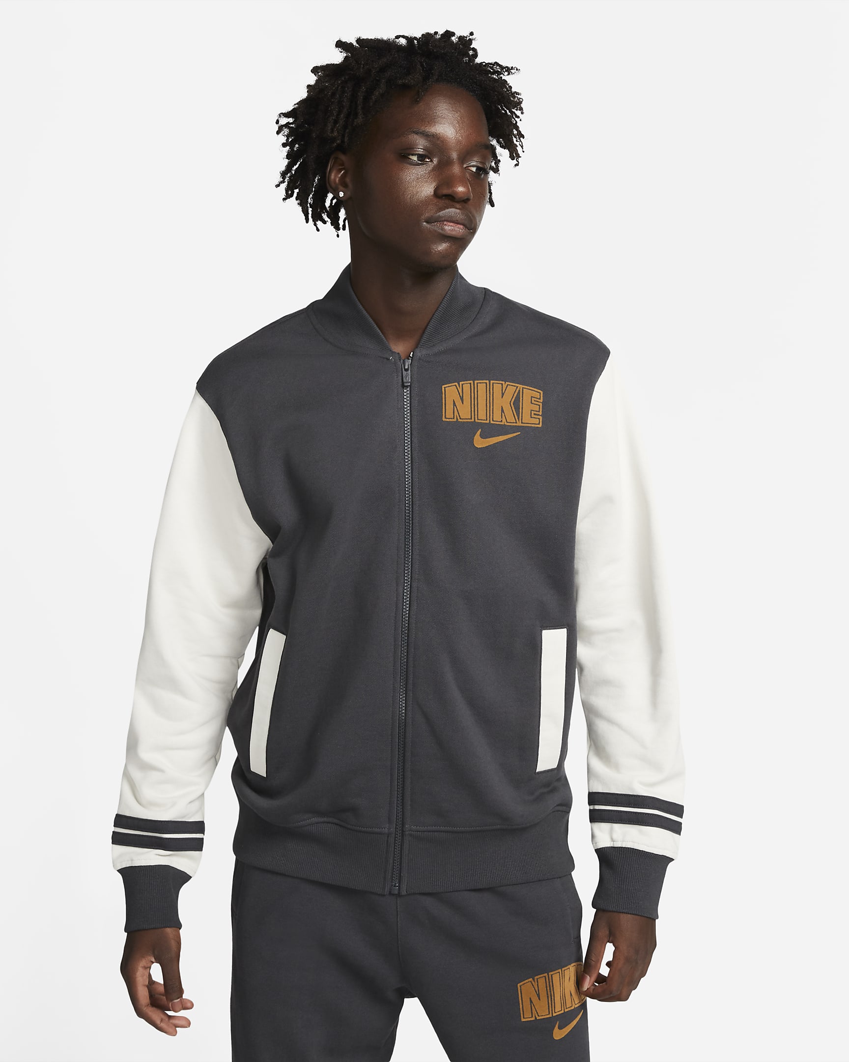 Nike Sportswear Men's Fleece Varsity Jacket. Nike HU