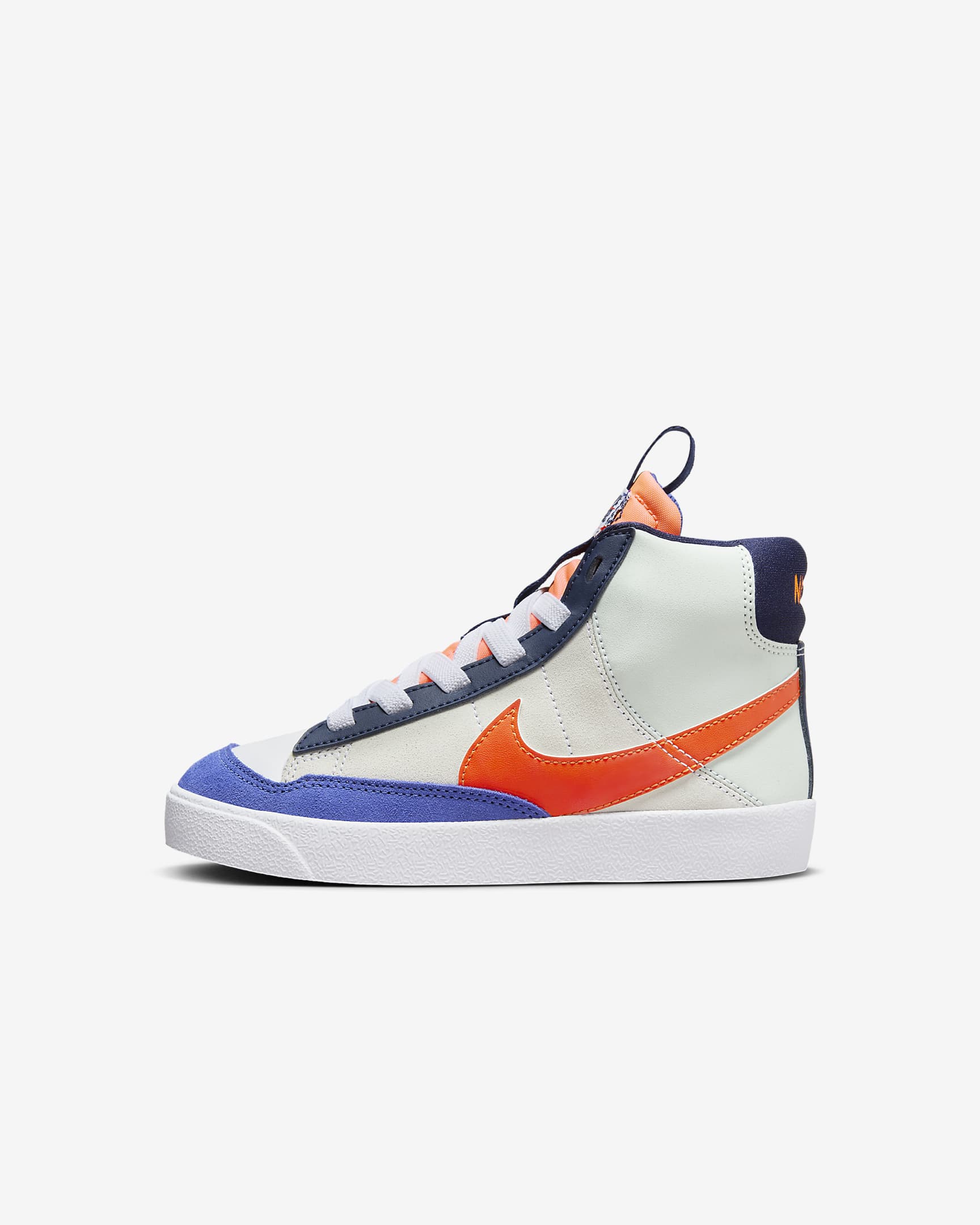 Nike Blazer Mid '77 SE Little Kids' Shoes - White/Light Silver/Midnight Navy/Team Orange