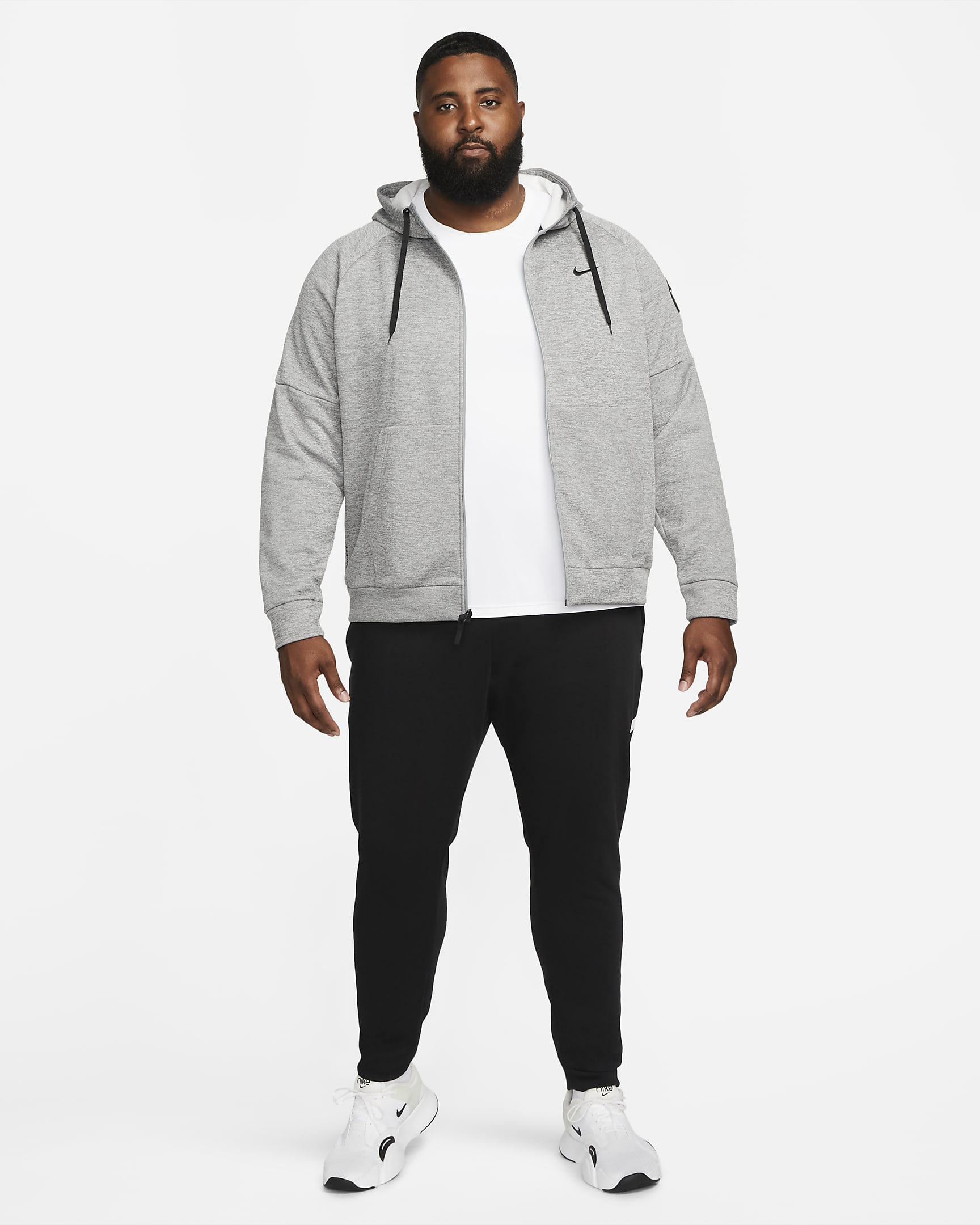 Nike Therma Men's Therma-FIT Full-Zip Fitness Top - Dark Grey Heather/Particle Grey/Black