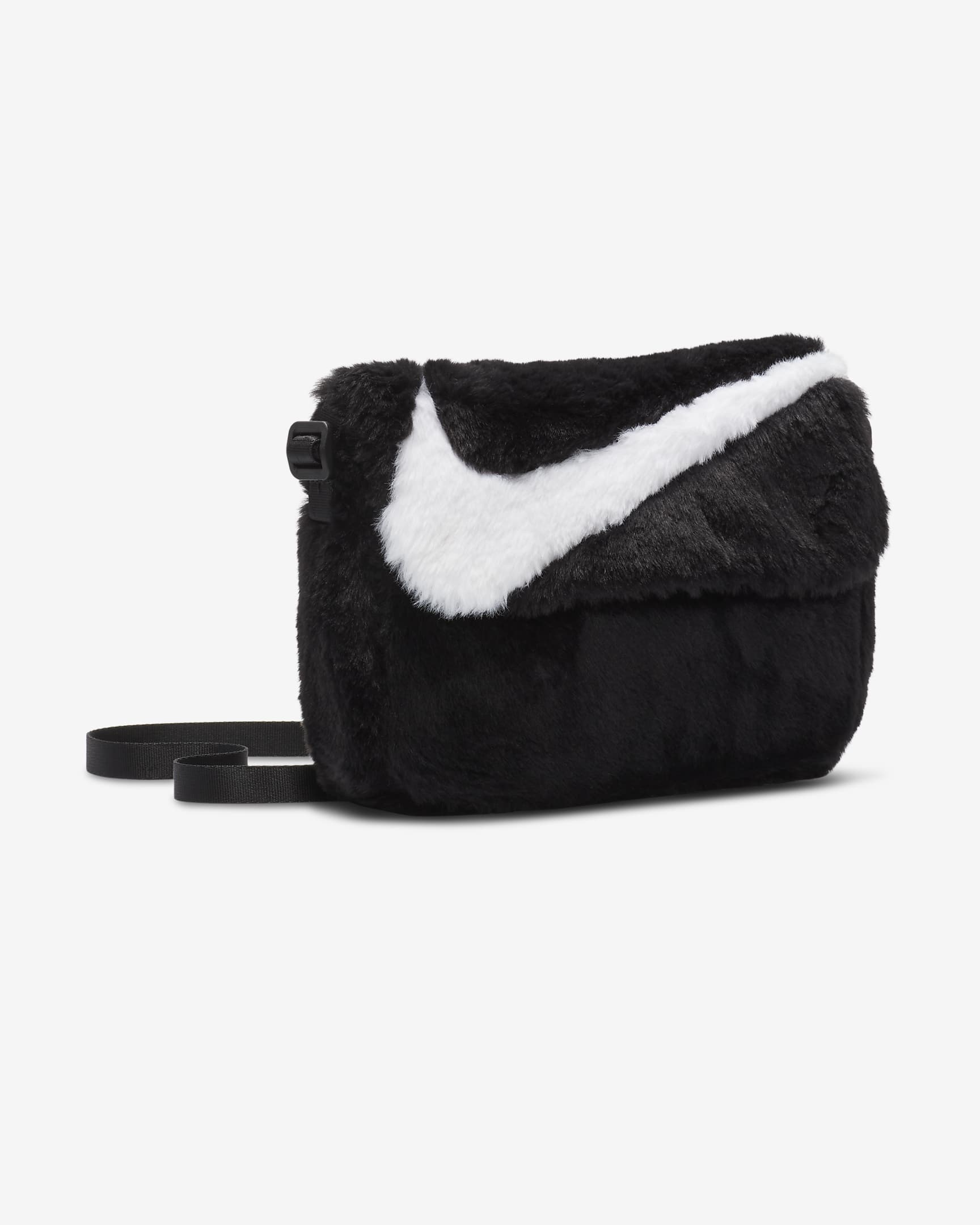 Nike Sportswear Futura 365 Faux Fur Cross-Body Bag (1L) - Black/Black/White