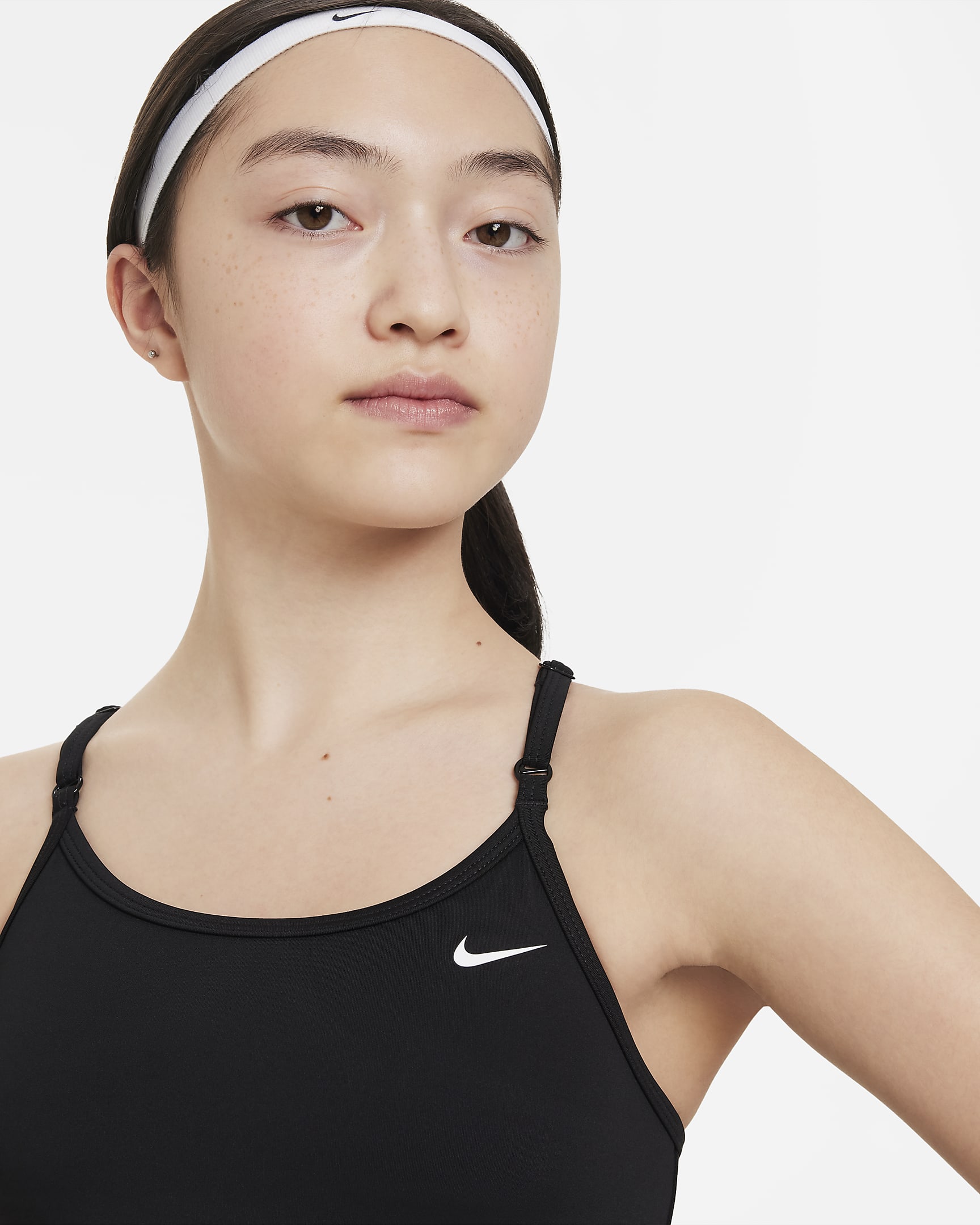 Nike Indy Older Kids' (Girls') Tank Top Sports Bra - Black/White