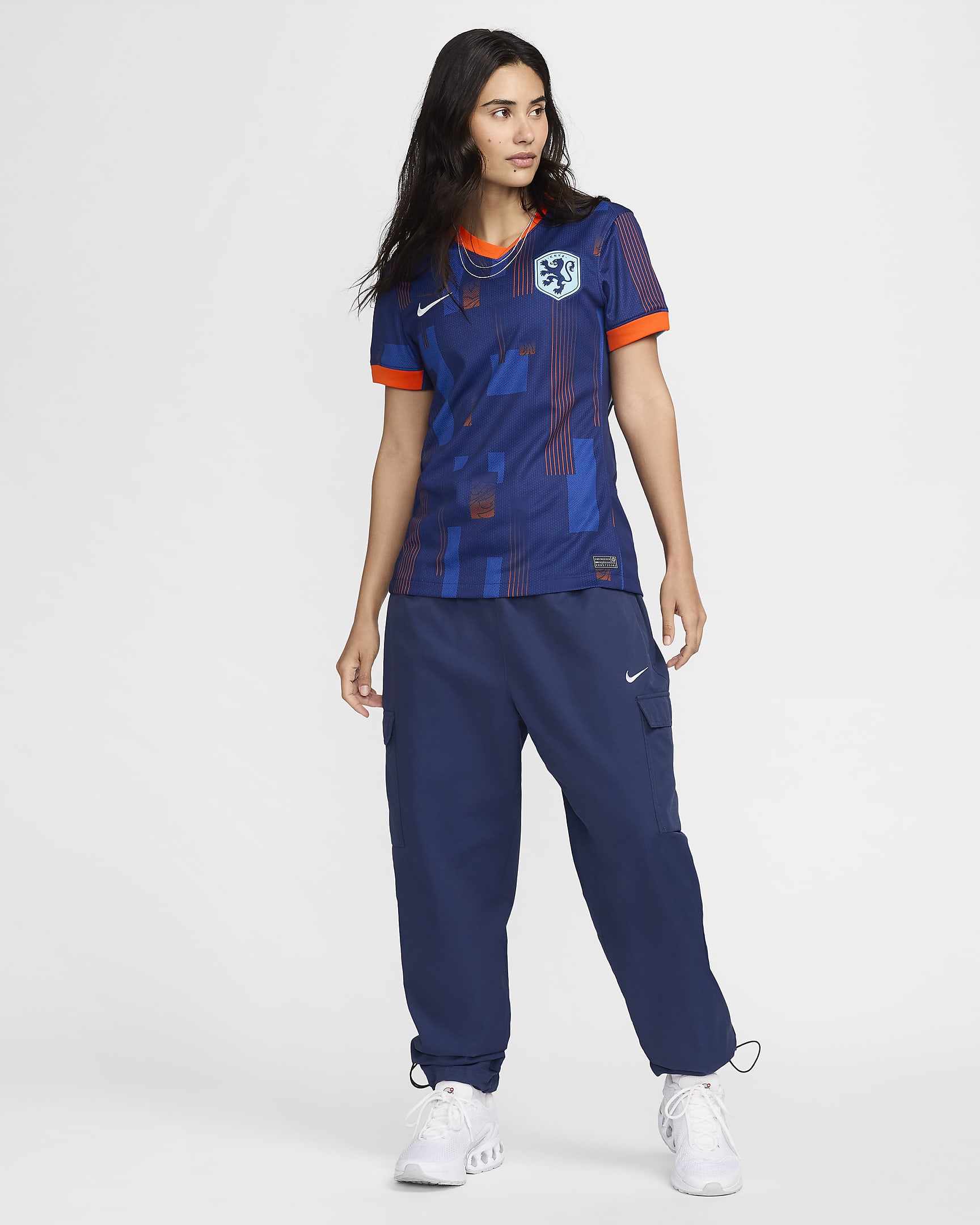 Segunda equipación Stadium Países Bajos 2024/25 (Selección masculina) Camiseta de fútbol Replica Nike Dri-FIT - Mujer - Blue Void/Safety Orange/Copa/Blanco