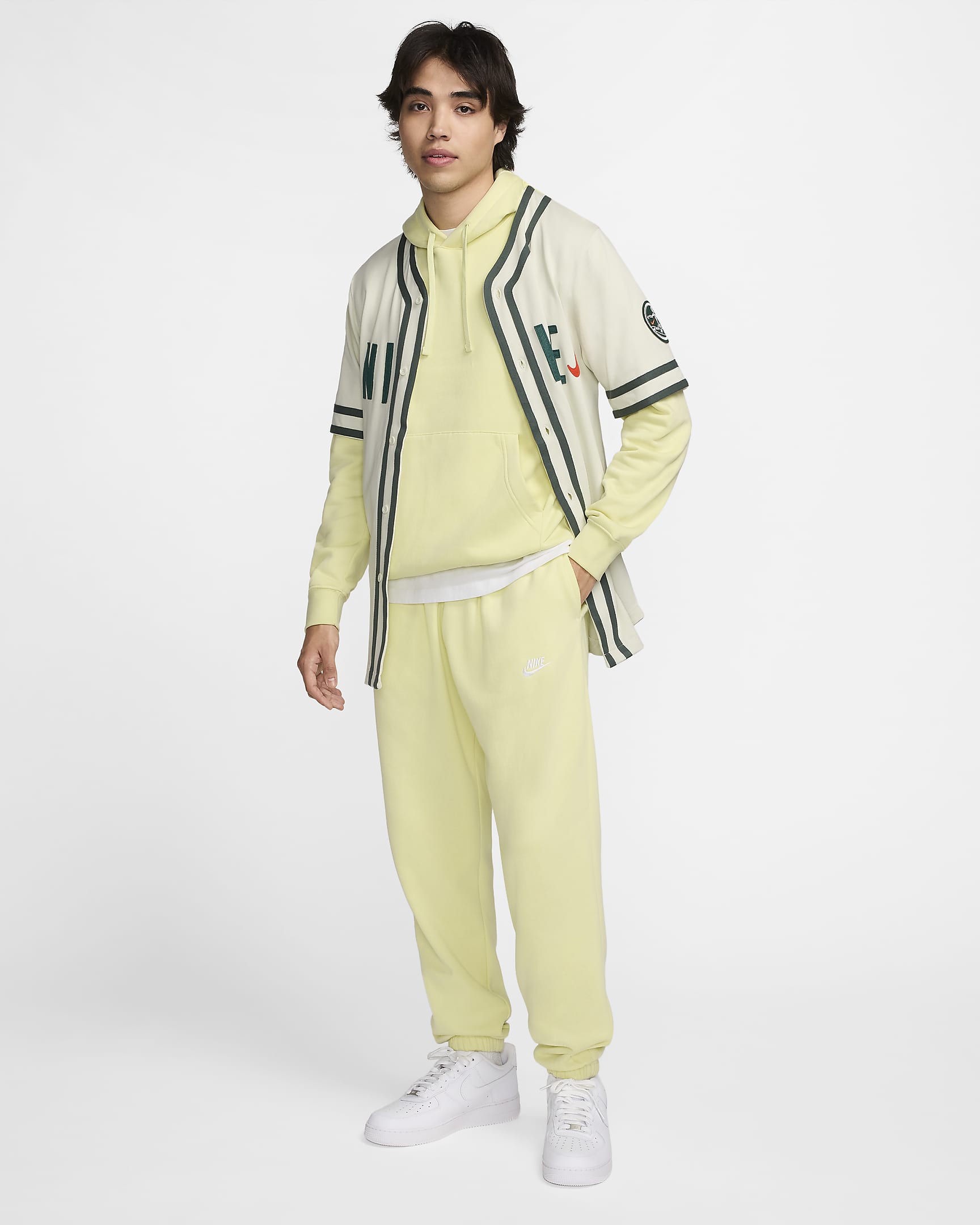 Nike Sportswear Club Fleece Sudadera con capucha - Life Lime/Life Lime/Blanco