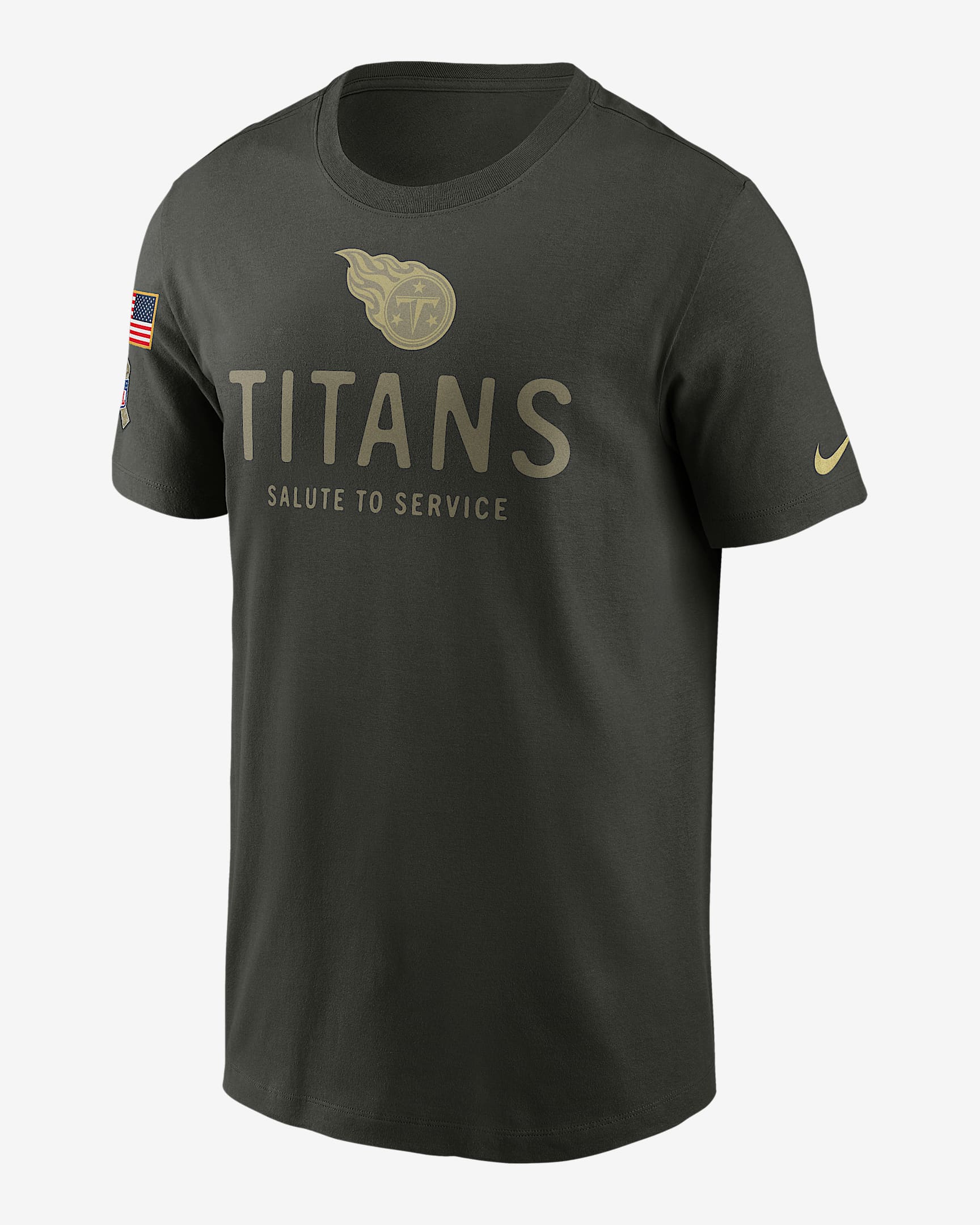 Tennessee Titans Salute to Service Sideline Primary Edge Men's Nike Dri-FIT NFL T-Shirt - Forest Green