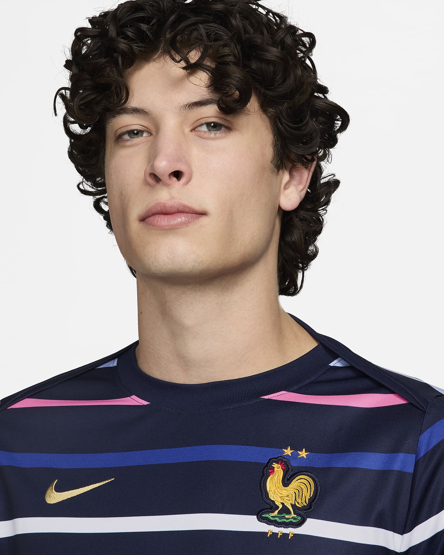 Haut de foot d’avant-match Nike Dri-FIT FFF Academy Pro Domicile pour homme - Blackened Blue/Club Gold