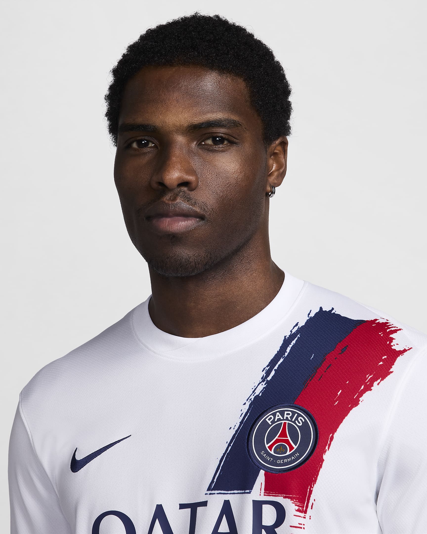 Paris Saint-Germain 2024/25 Stadium Away Men's Nike Dri-FIT Soccer Replica Jersey - White/Midnight Navy/University Red/Midnight Navy